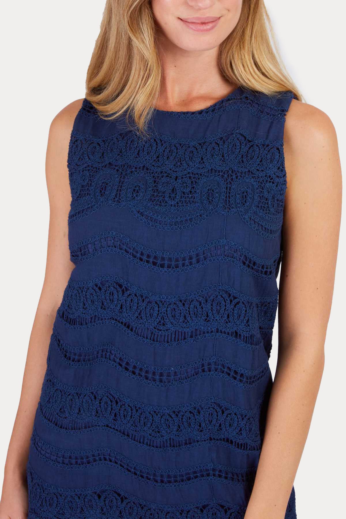 Rene Derhy Carla Straight Fit Dantel Nakışlı Mini Elbise