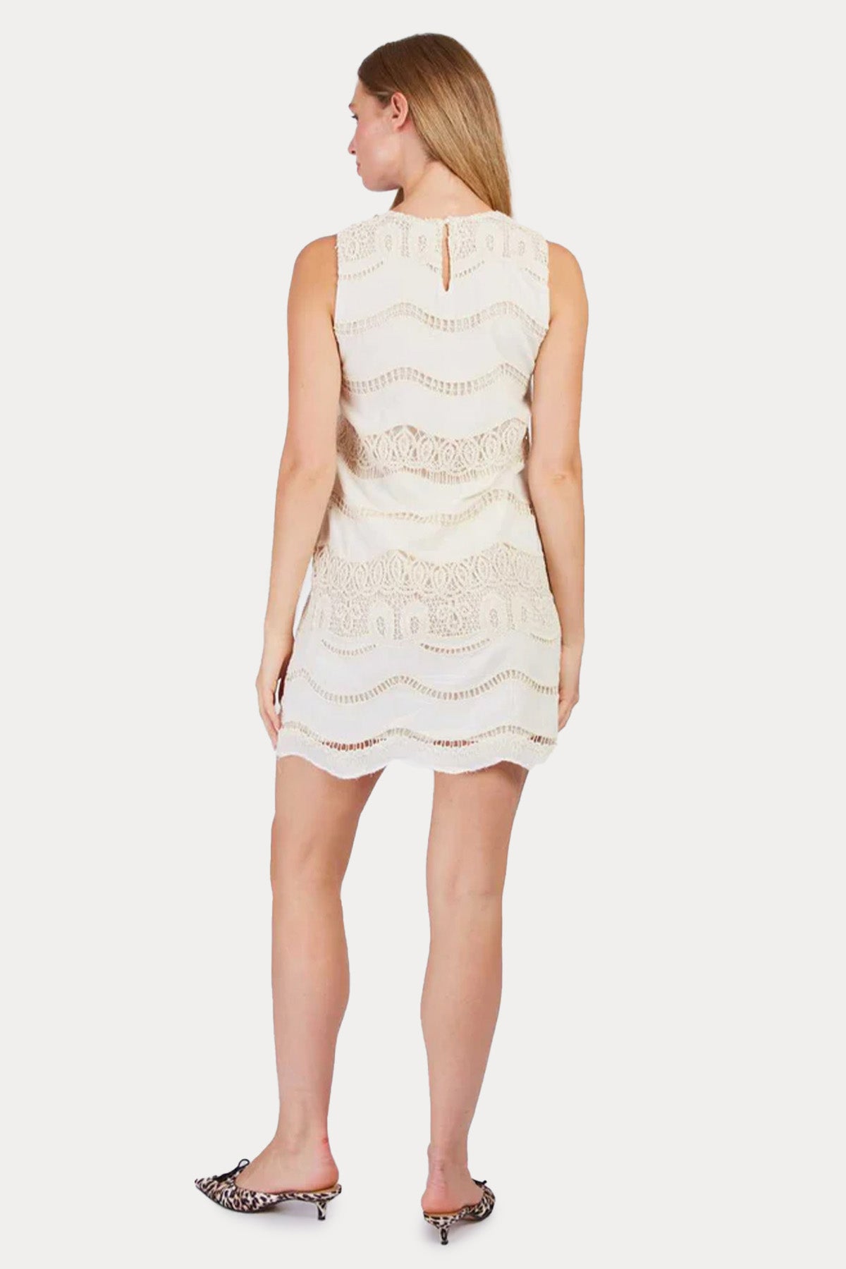 Rene Derhy Carla Straight Fit Dantel Nakışlı Mini Elbise