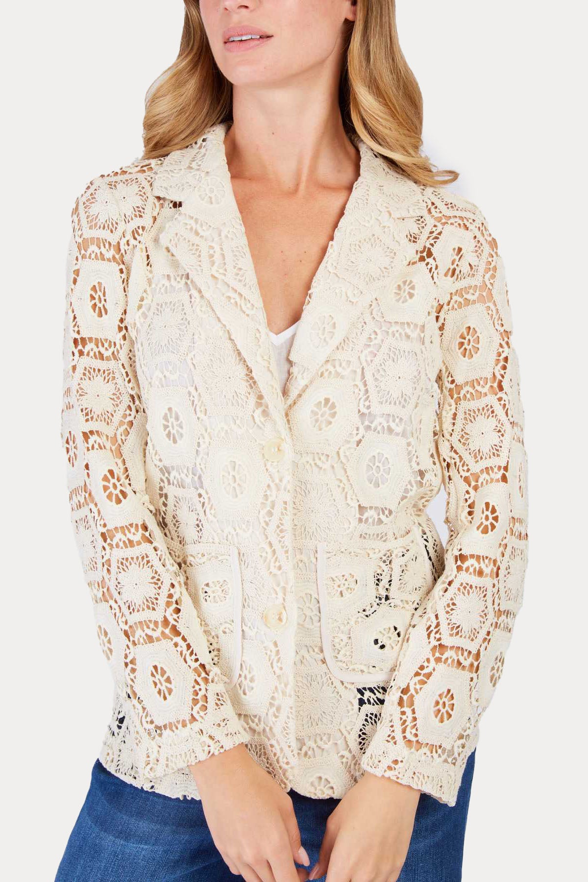 Rene Derhy Jonas Classic Tailored Lazer Kesim Dantel Nakış Blazer Ceket