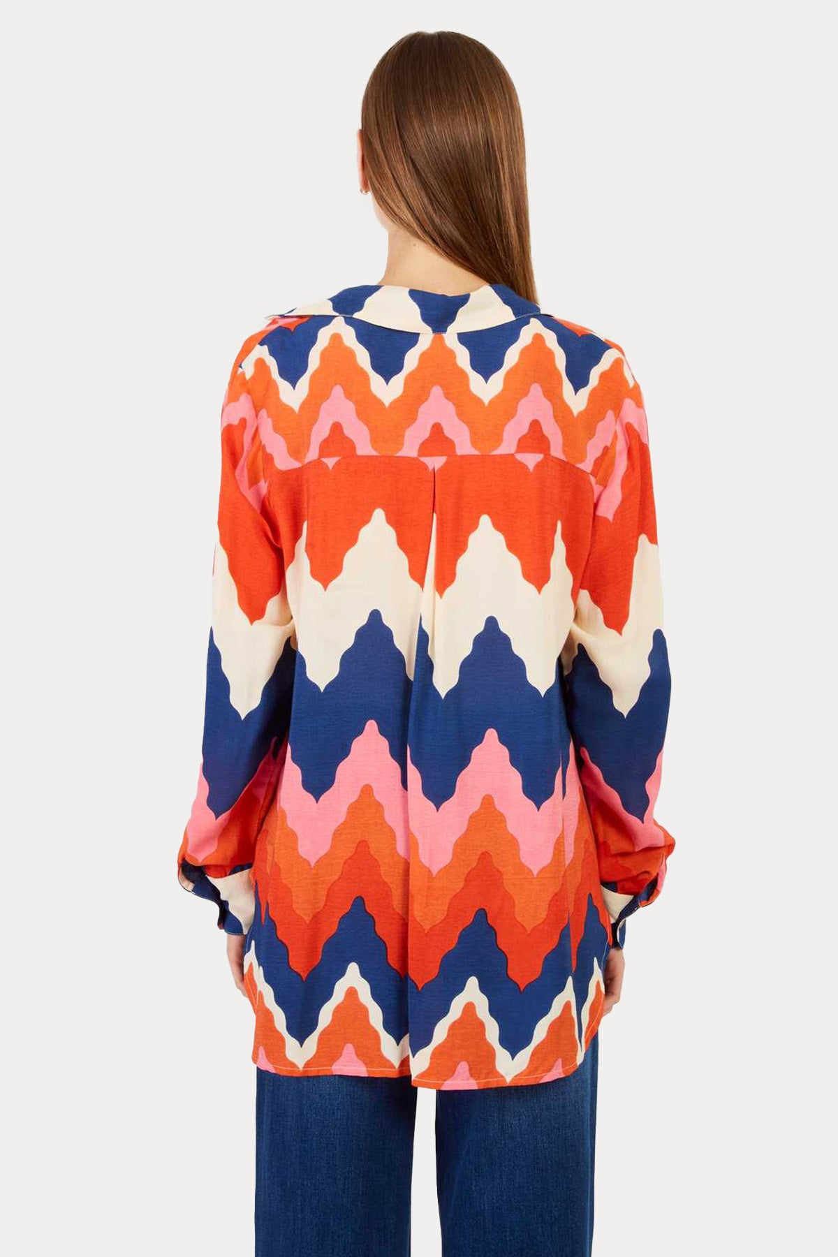 Rene Derhy Louise Classic Straight Fit Zikzak Renkli Desenli Gömlek