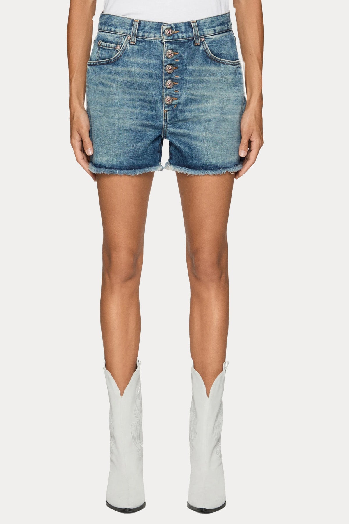 Dondup Stella Regular Fit Yüksek Bel Denim Şort