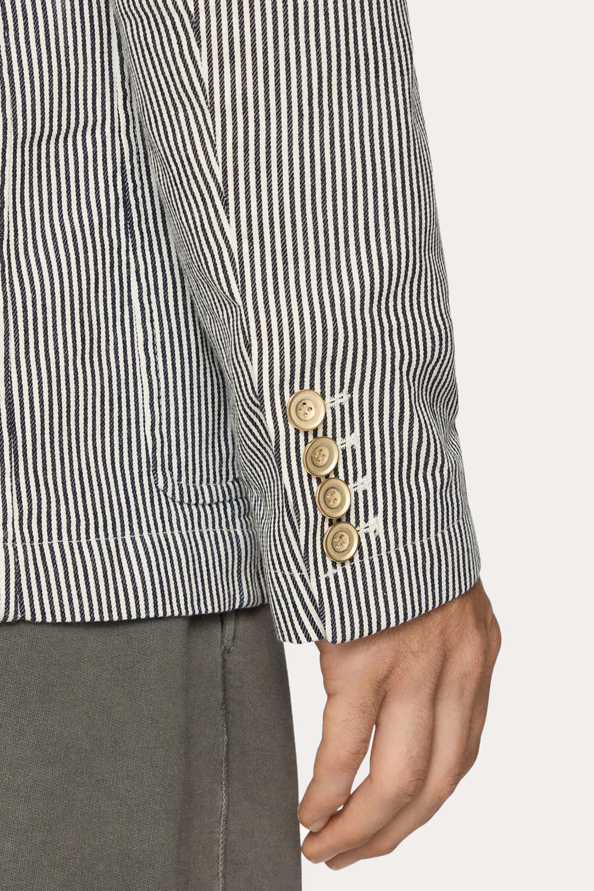 Dondup Çizgili Kruvaze Spor Blazer Ceket