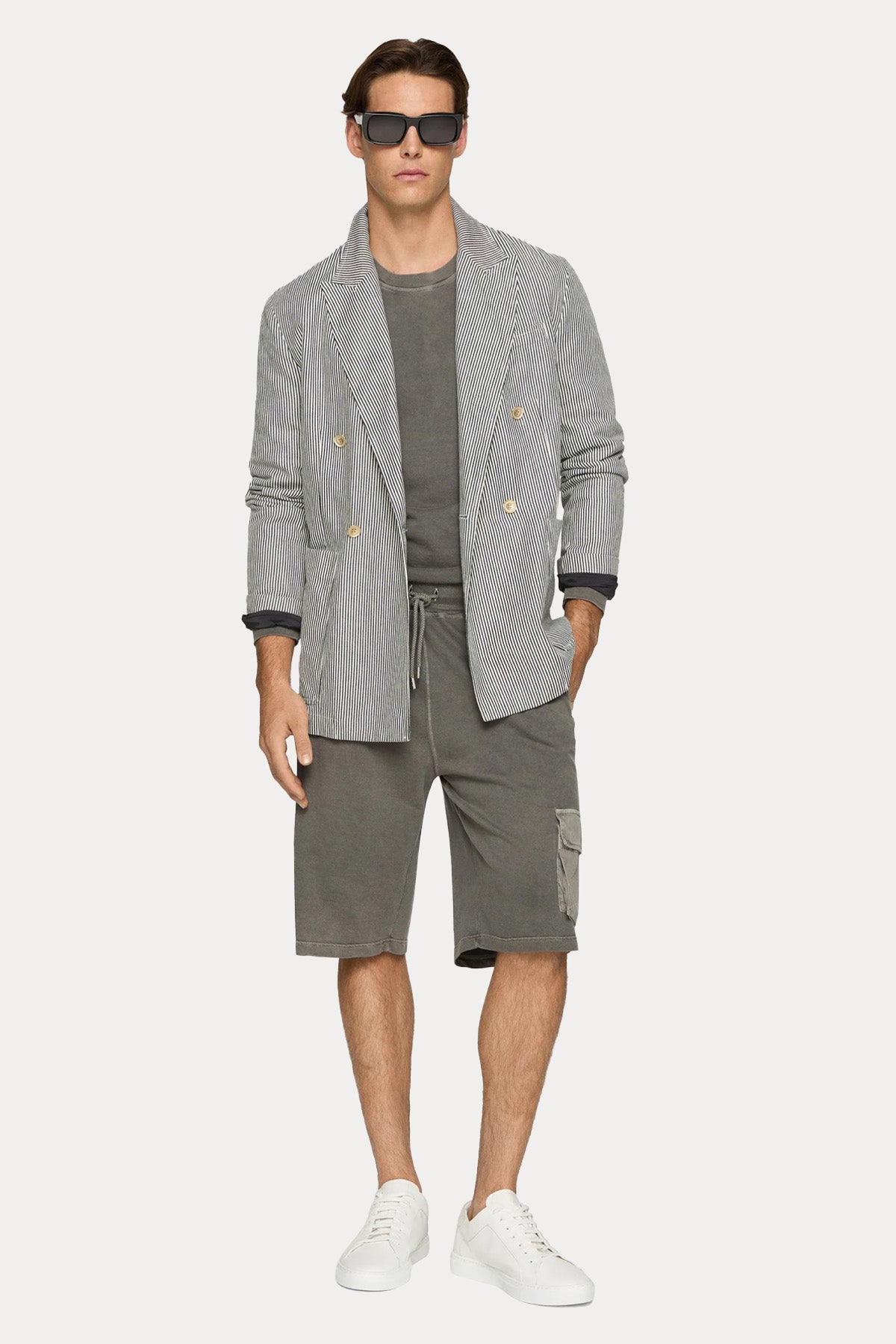 Dondup Çizgili Kruvaze Spor Blazer Ceket