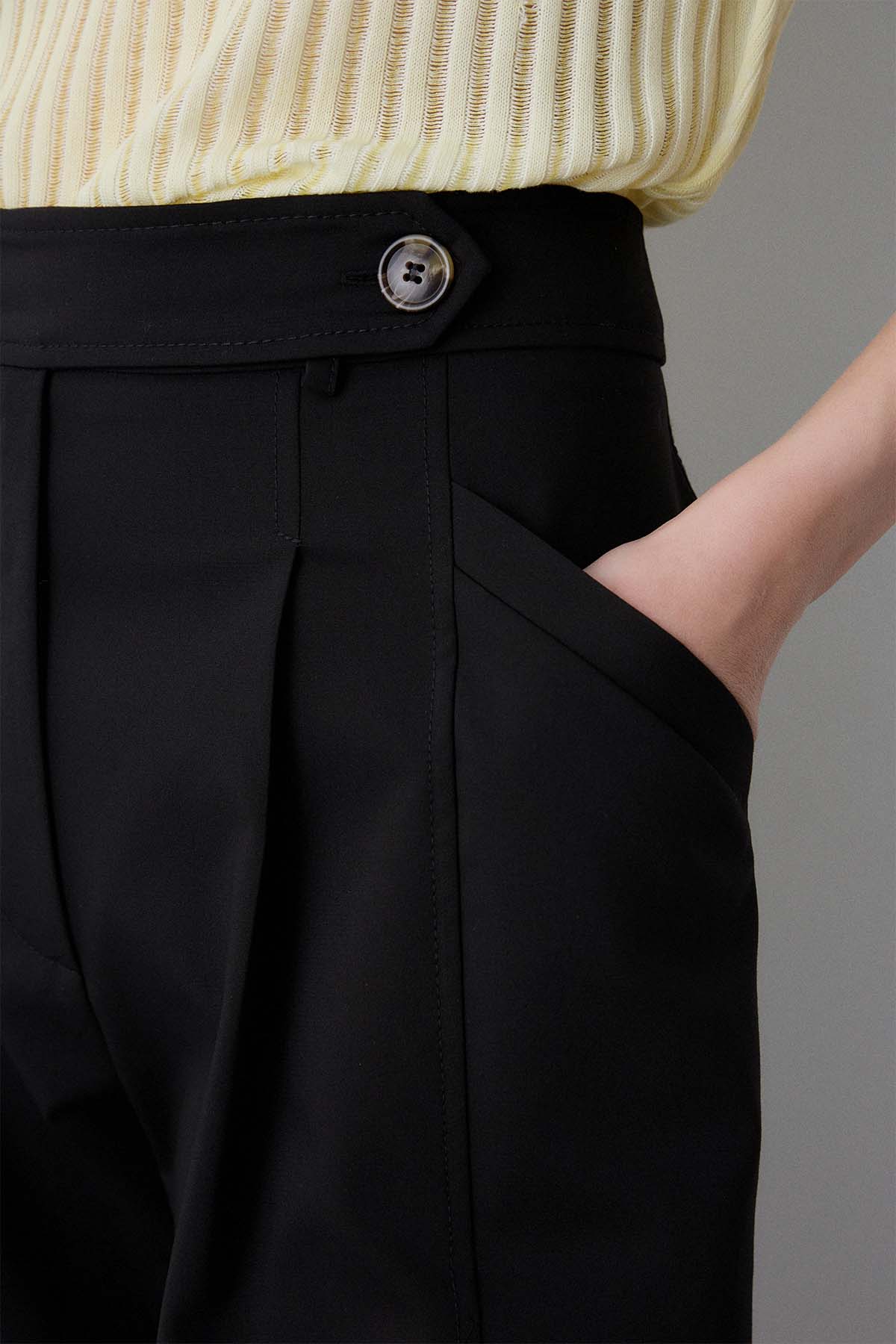 Bsb Regular Fit Yüksek Belli Tek Pile Crop Paça Pantolon