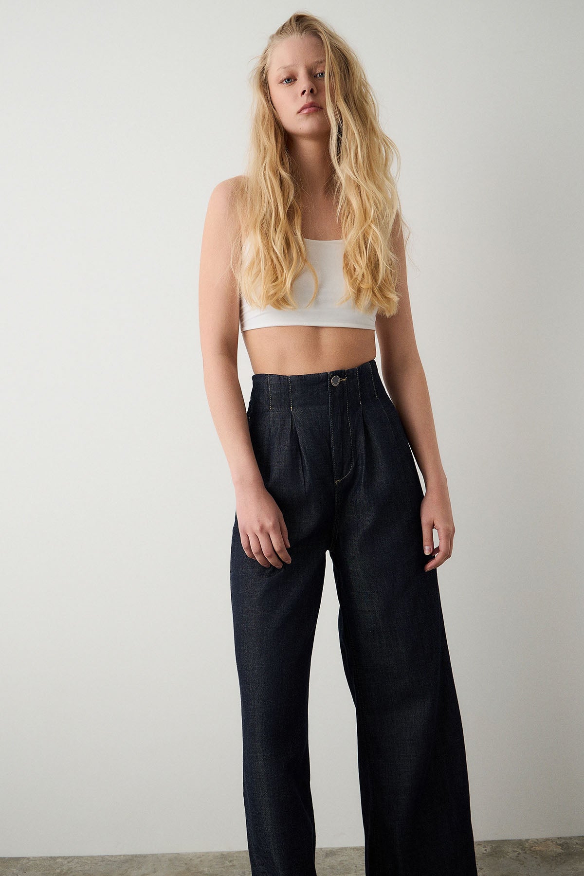 Bsb Relaxed Fit Çift Pileli Yandan Cepli Denim Pantolon-Pantolon-Libas