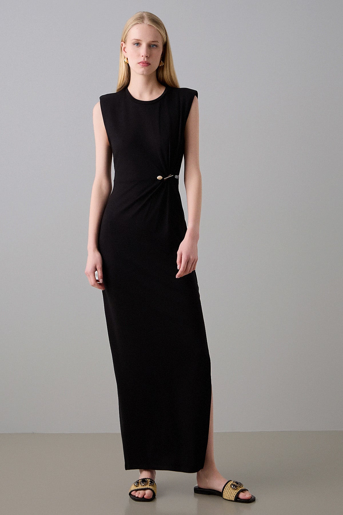 Bsb Aksesuar Detaylı Maxi Elbise