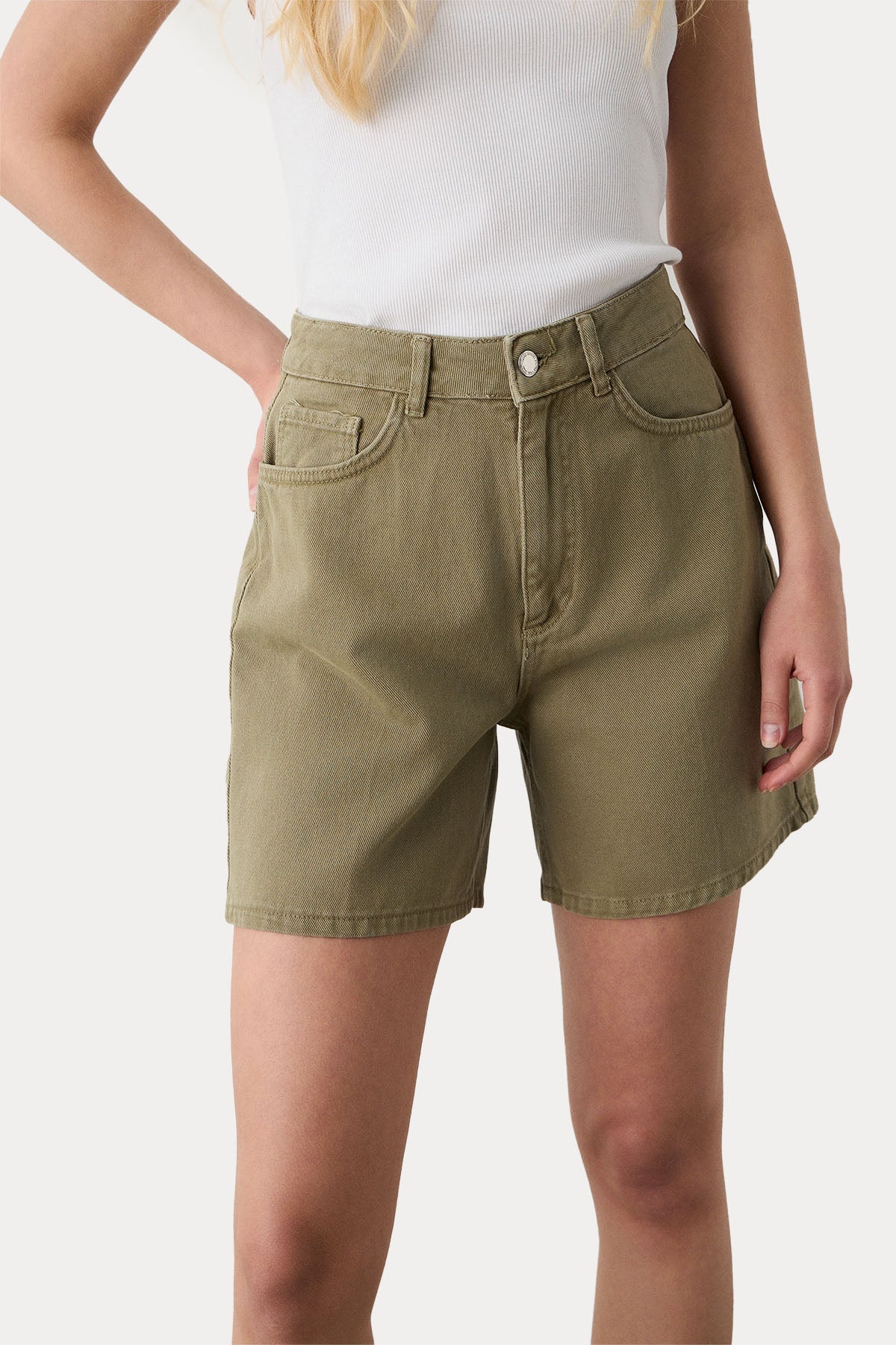 Bsb Regular Fit Yüksek Bel Denim Şort