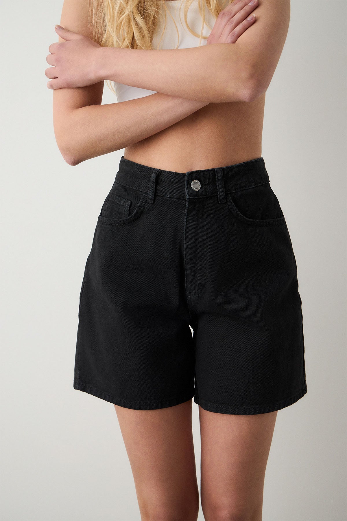 Bsb Regular Fit Yüksek Bel Denim Şort