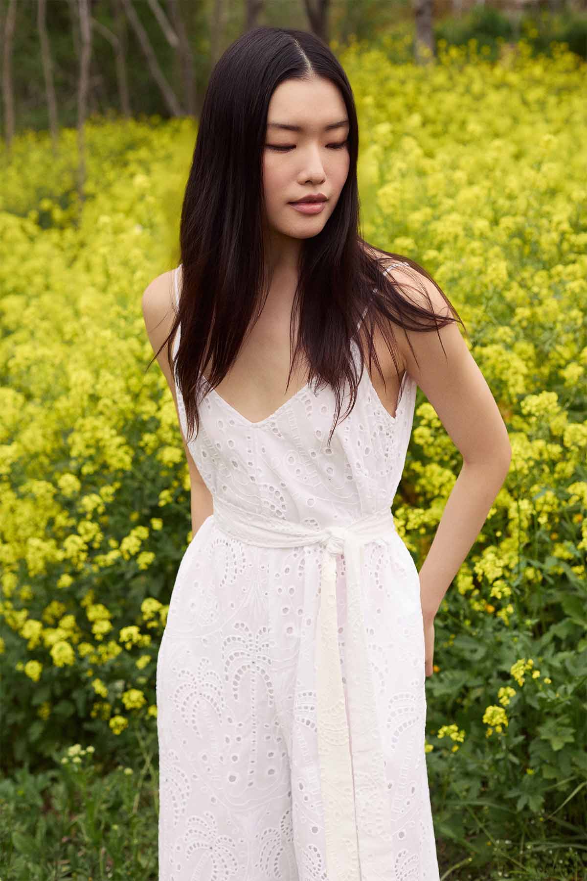 Bsb Regular Fit Lazer Kesim Dantel Nakış Kemerli Tulum