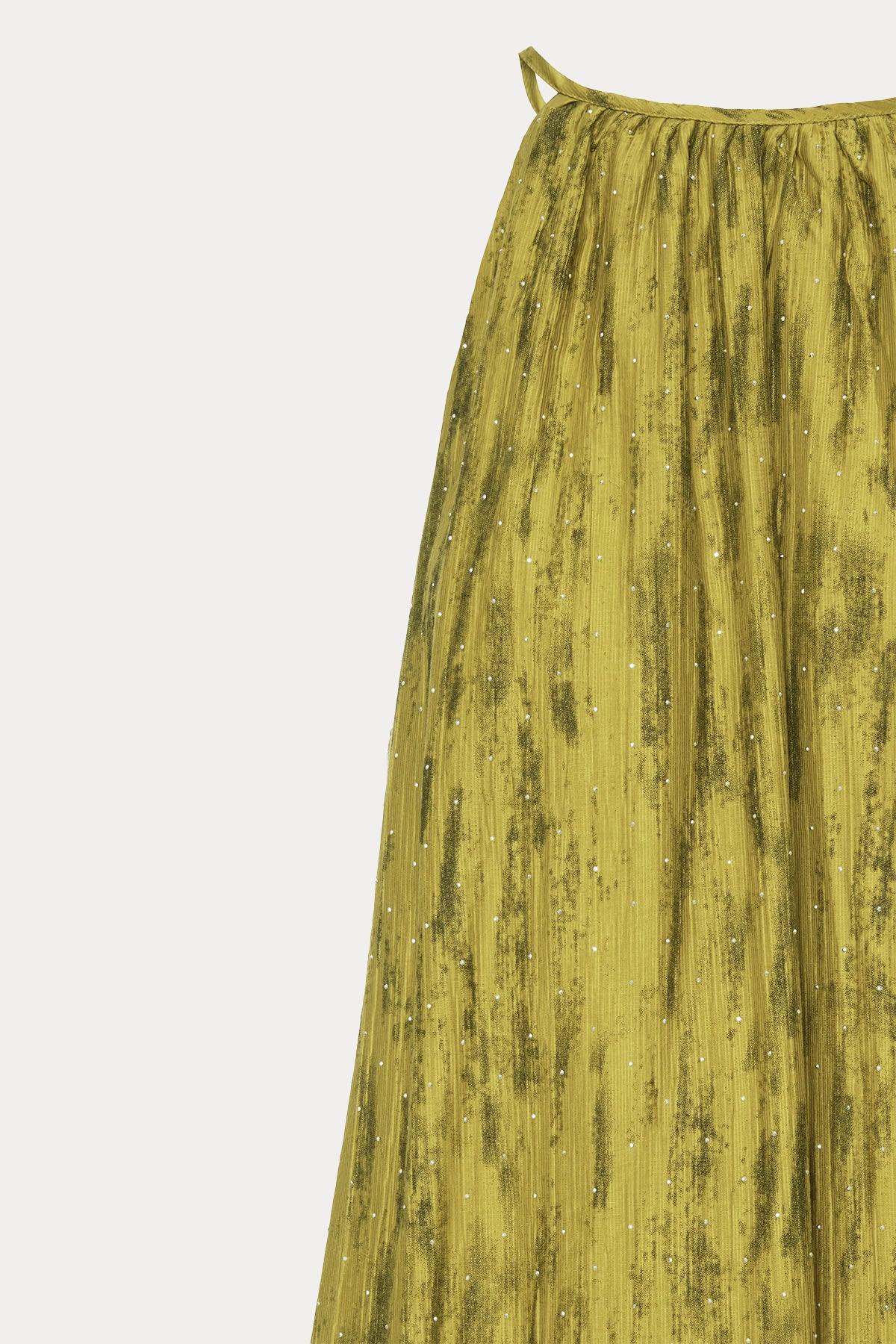 Bsb Boyundan Bağlamalı Pileli Desenli Maxi Elbise