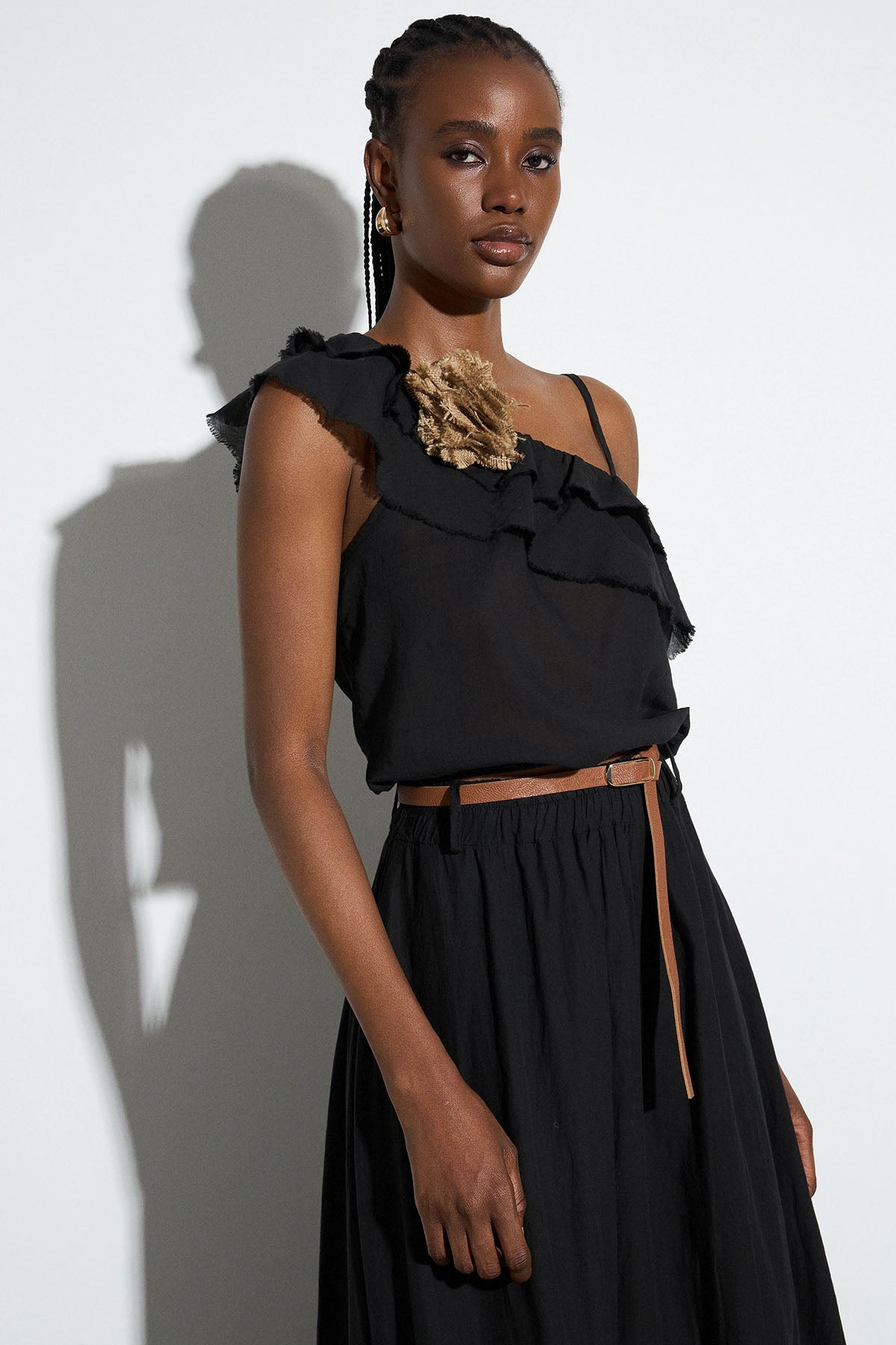 Bsb Regular Fit Beli Lastikli Kemerli Maxi Etek