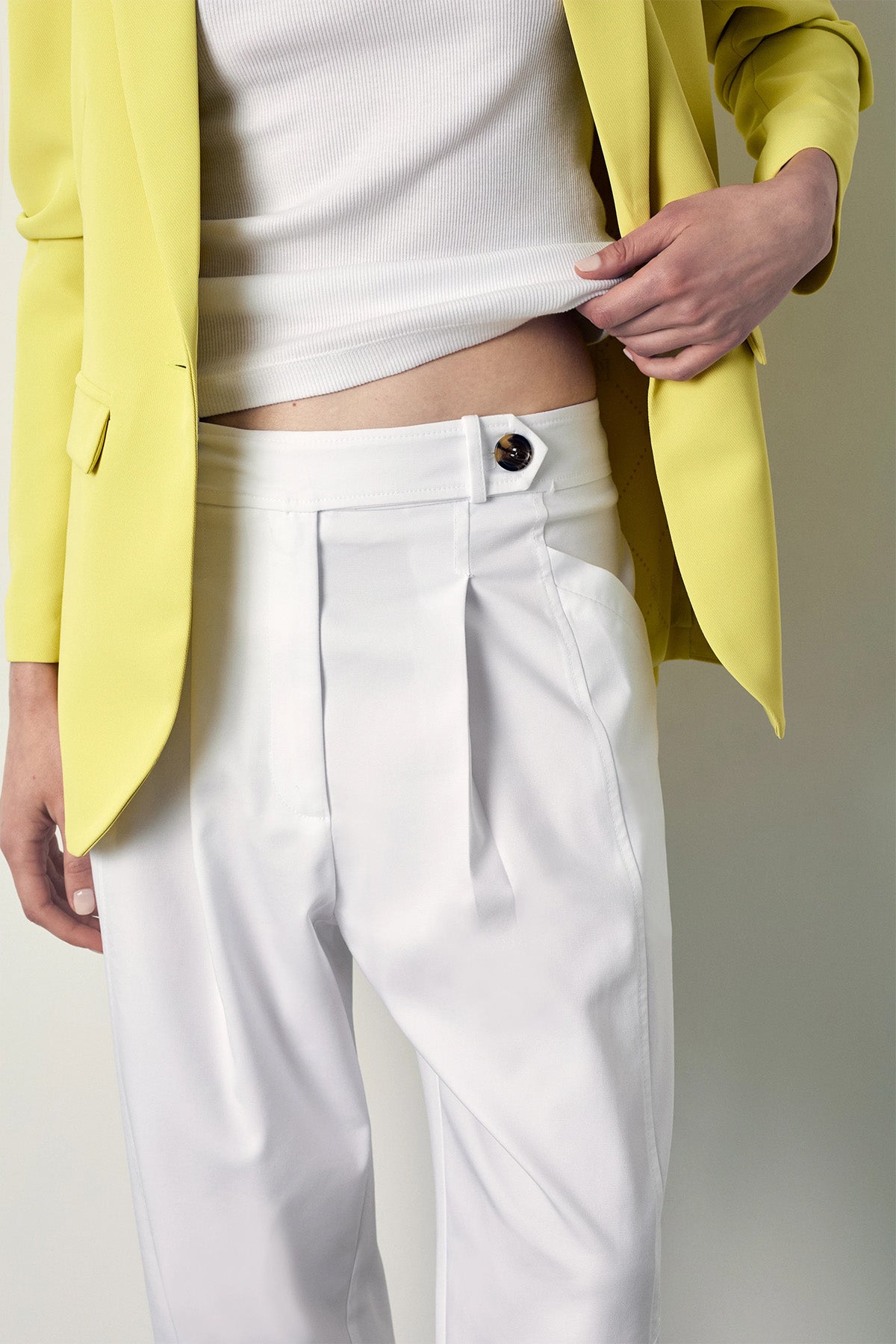 Bsb Regular Fit Yüksek Belli Tek Pile Crop Paça Pantolon