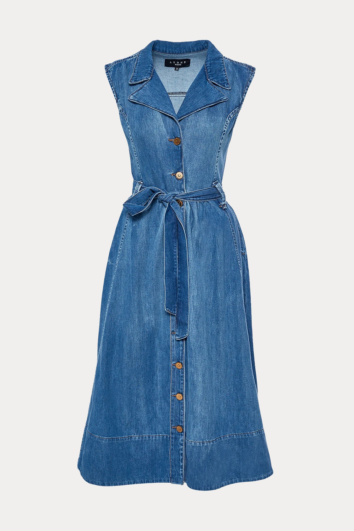 Lynne Kemerli Midi Denim Elbise