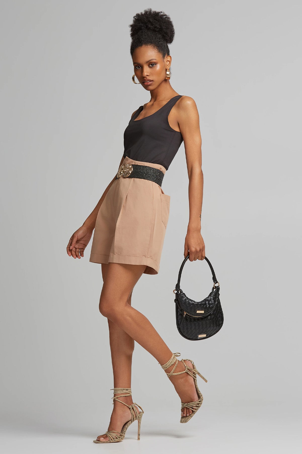 Lynne Straight Fit Yüksek Bel Yandan Cepli Şort