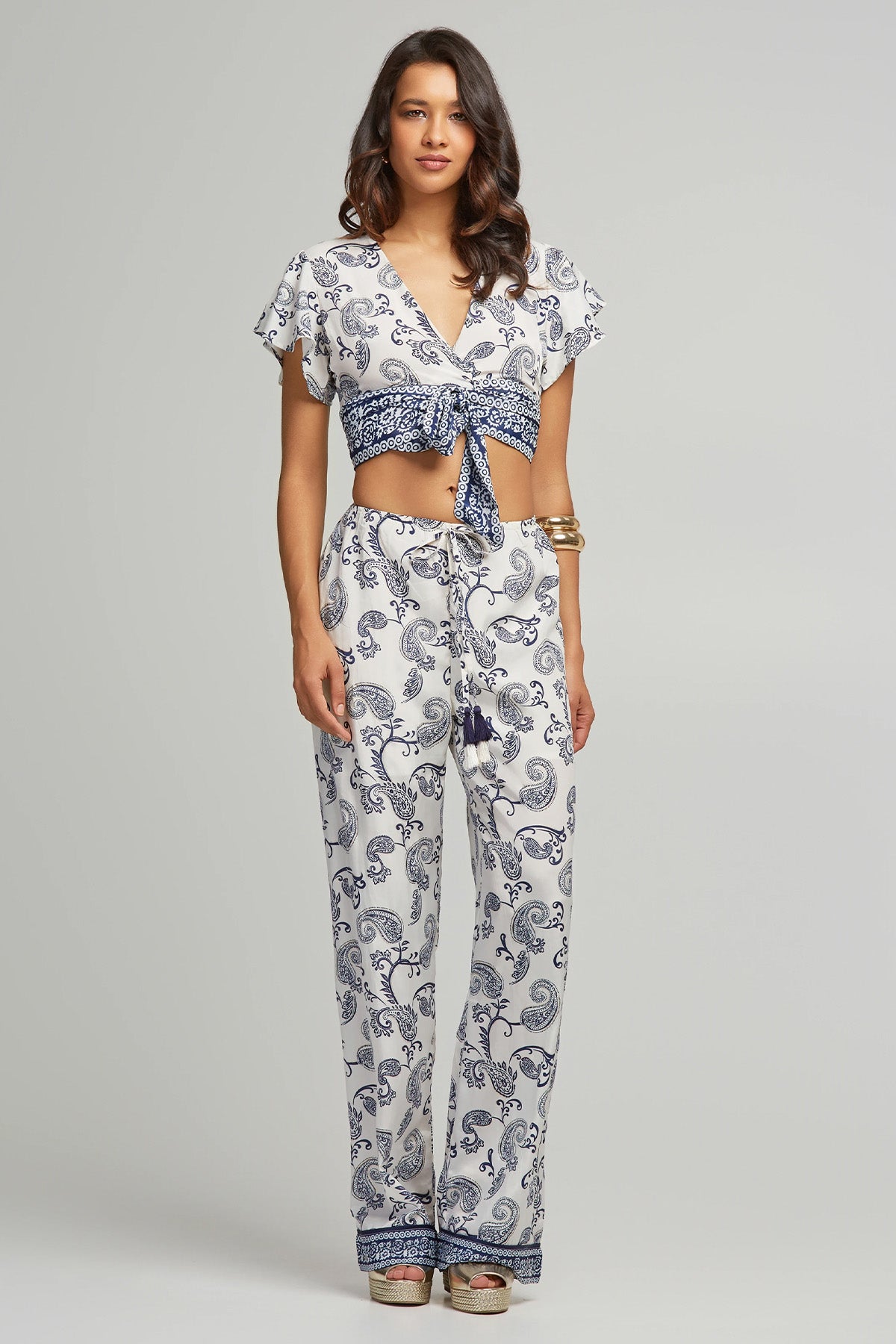 Lynne Relaxed Fit Etnik Desenli Bluz Pantolon Set