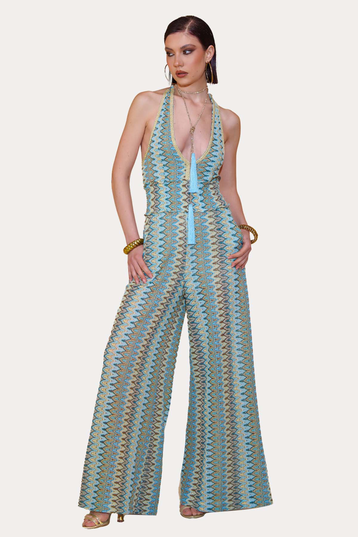 Pho Firenze Derin V Yaka Belden Oturtmalı Tulum