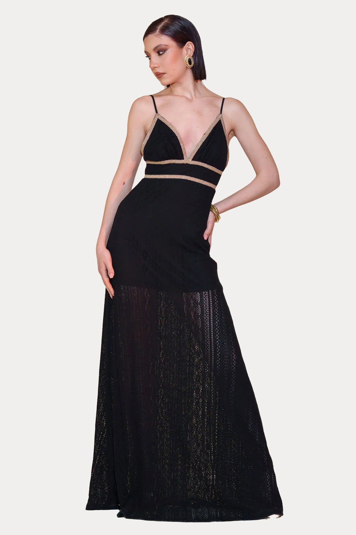 Pho Firenze İnce Örgü Askılı Maxi Elbise