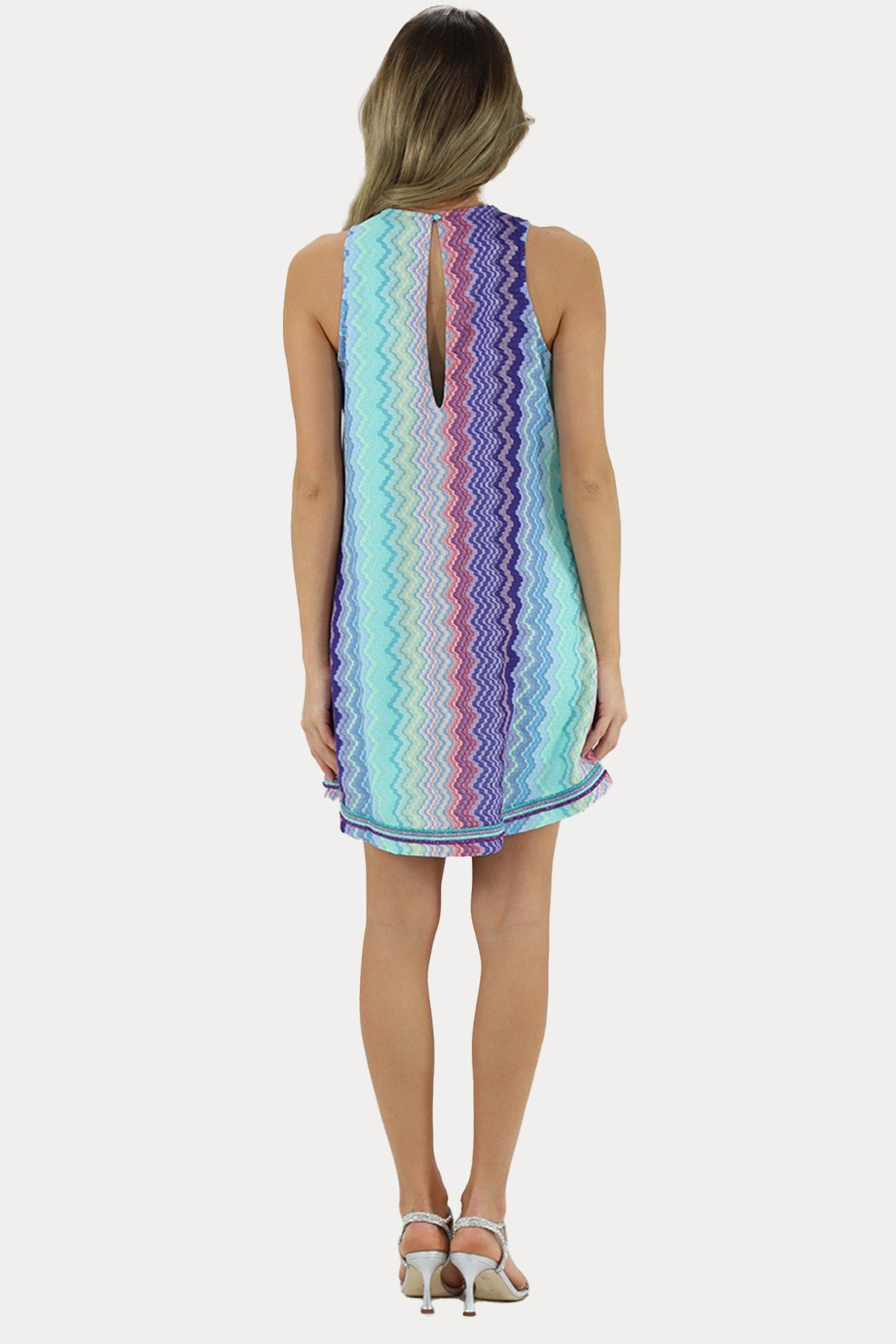 Pho Firenze Renkli Desenli Mini Elbise