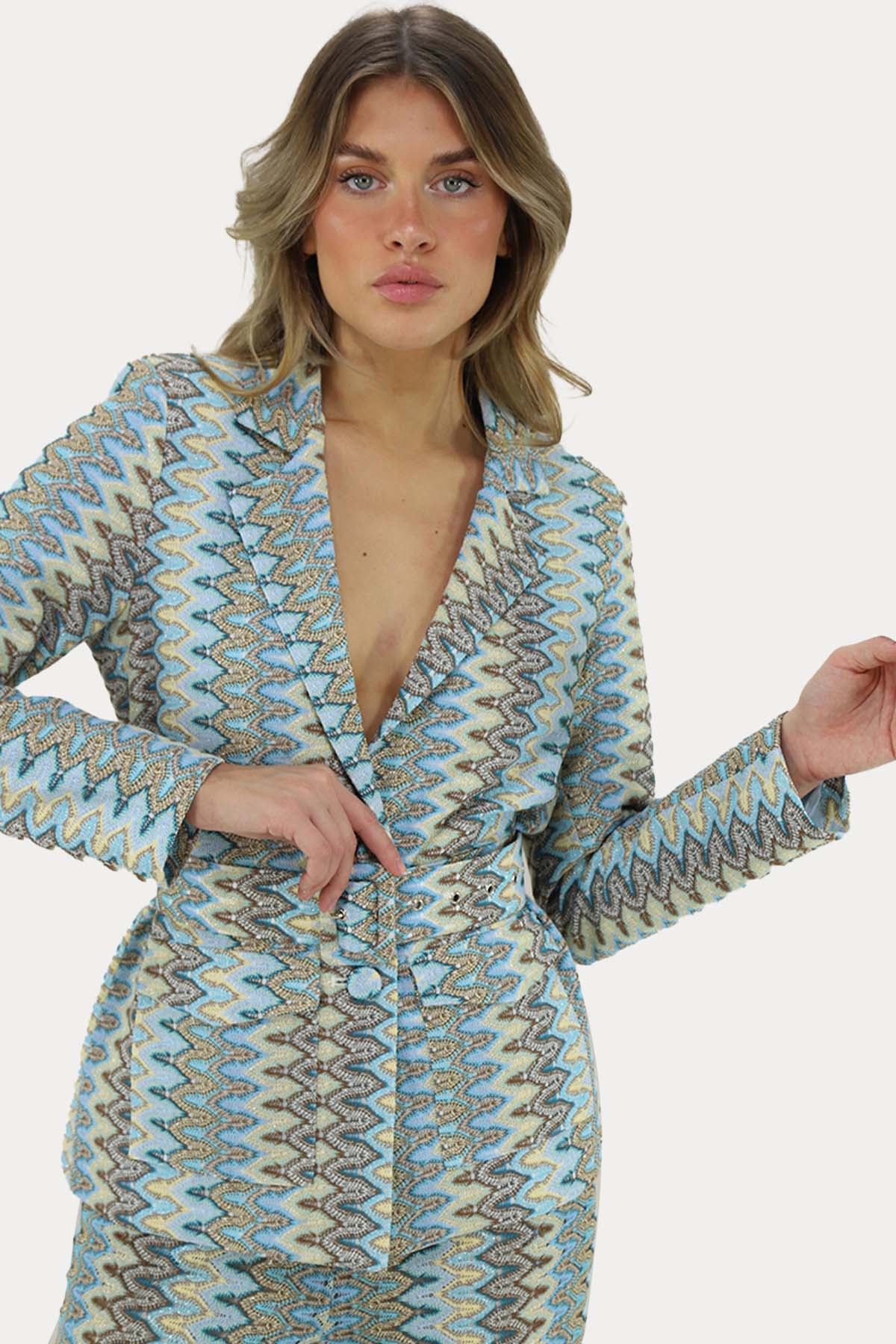 Pho Firenze Kemerli Blazer Ceket-Ceket-Libas