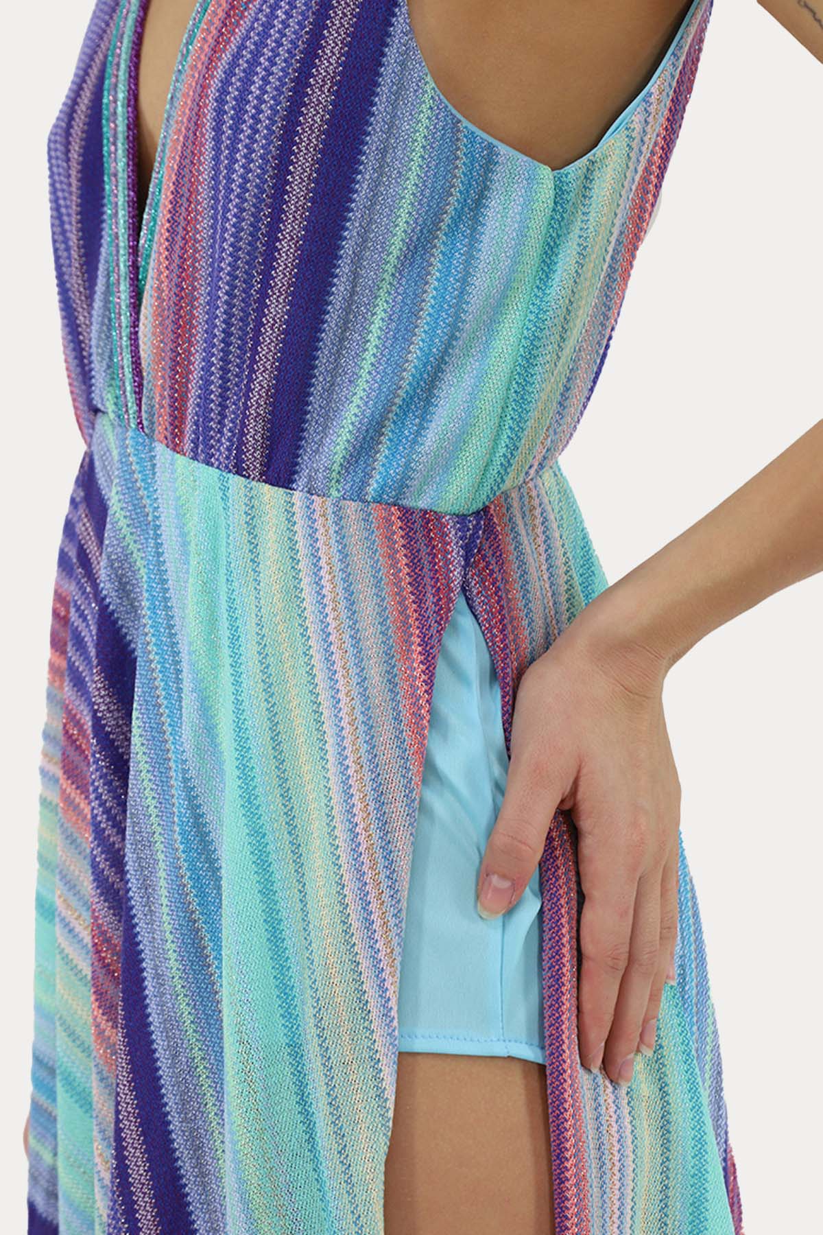 Pho Firenze Zıbınlı Maxi Tek Yırtmaç Elbise