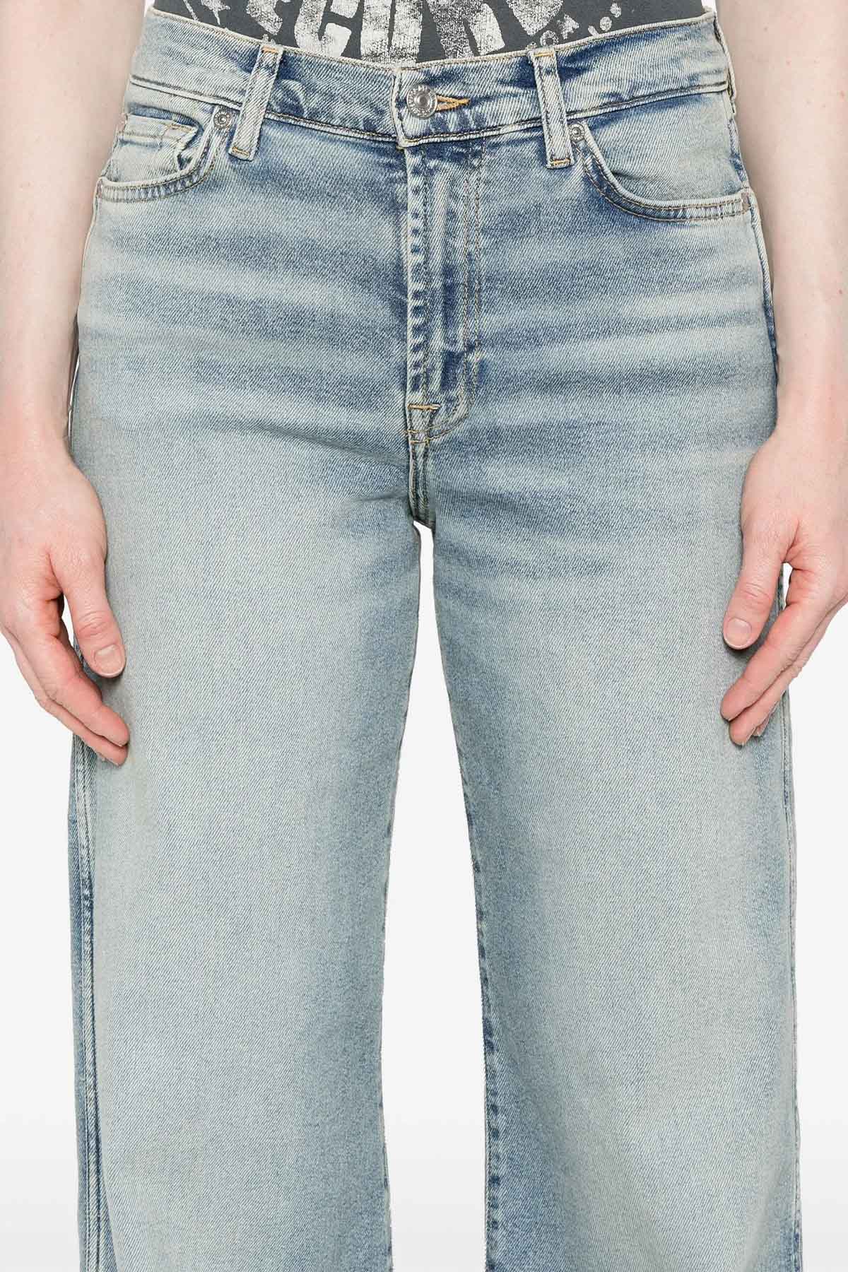 7 For All Mankind Geniş Kesim Yüksek Bel Yıkamalı Jeans