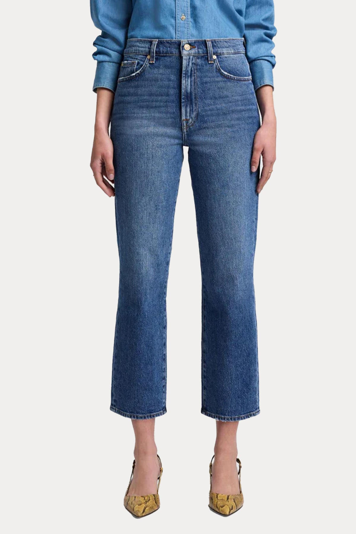 7 For All Mankind Straight Leg Fit Yıkamalı Jeans-Jeans-Libas