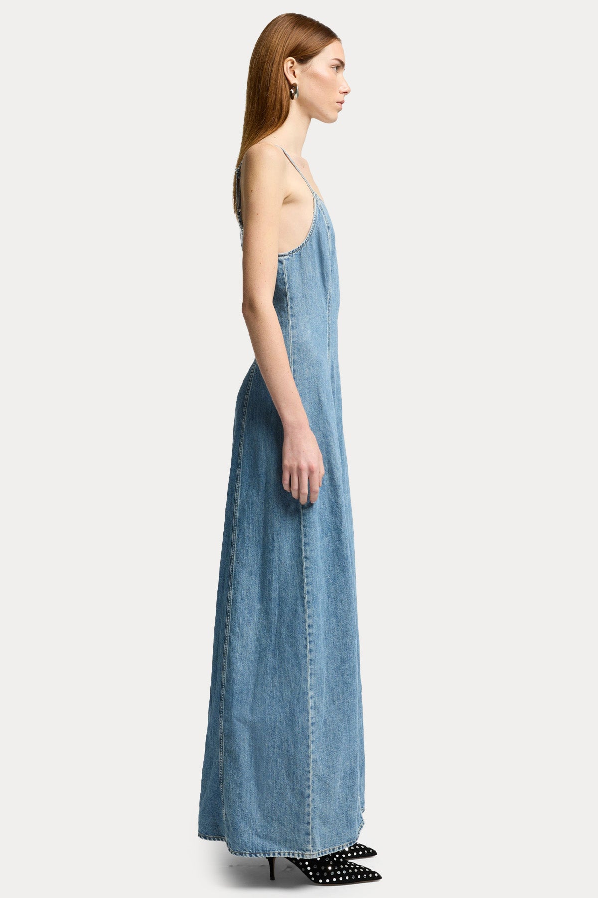 7 For All Mankind Relaxed Fit Askılı Denim Maxi Elbise