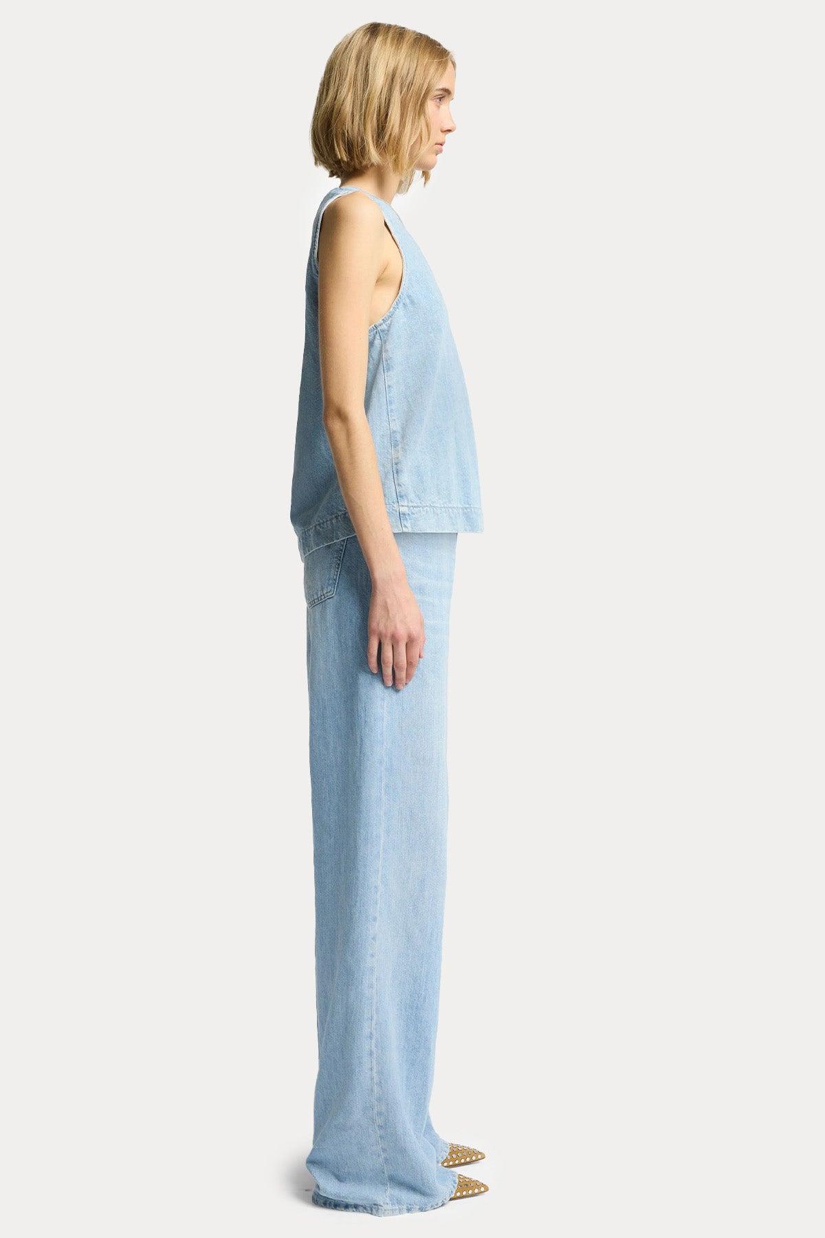 7 For All Mankind Relaxed Fit Denim Keten Bluz