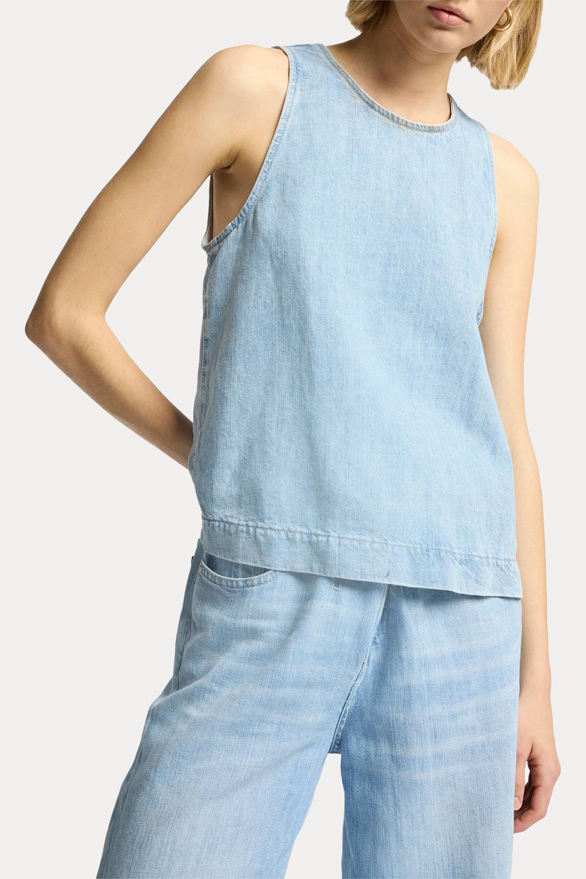 7 For All Mankind Relaxed Fit Denim Keten Bluz