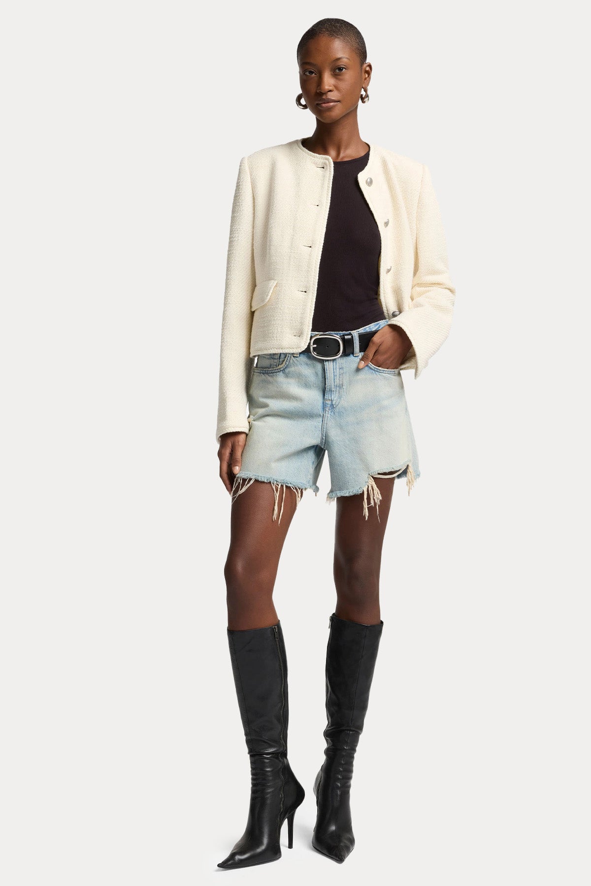 7 For All Mankind Yuvarlak Yaka Dokulu Ceket-Ceket-Libas