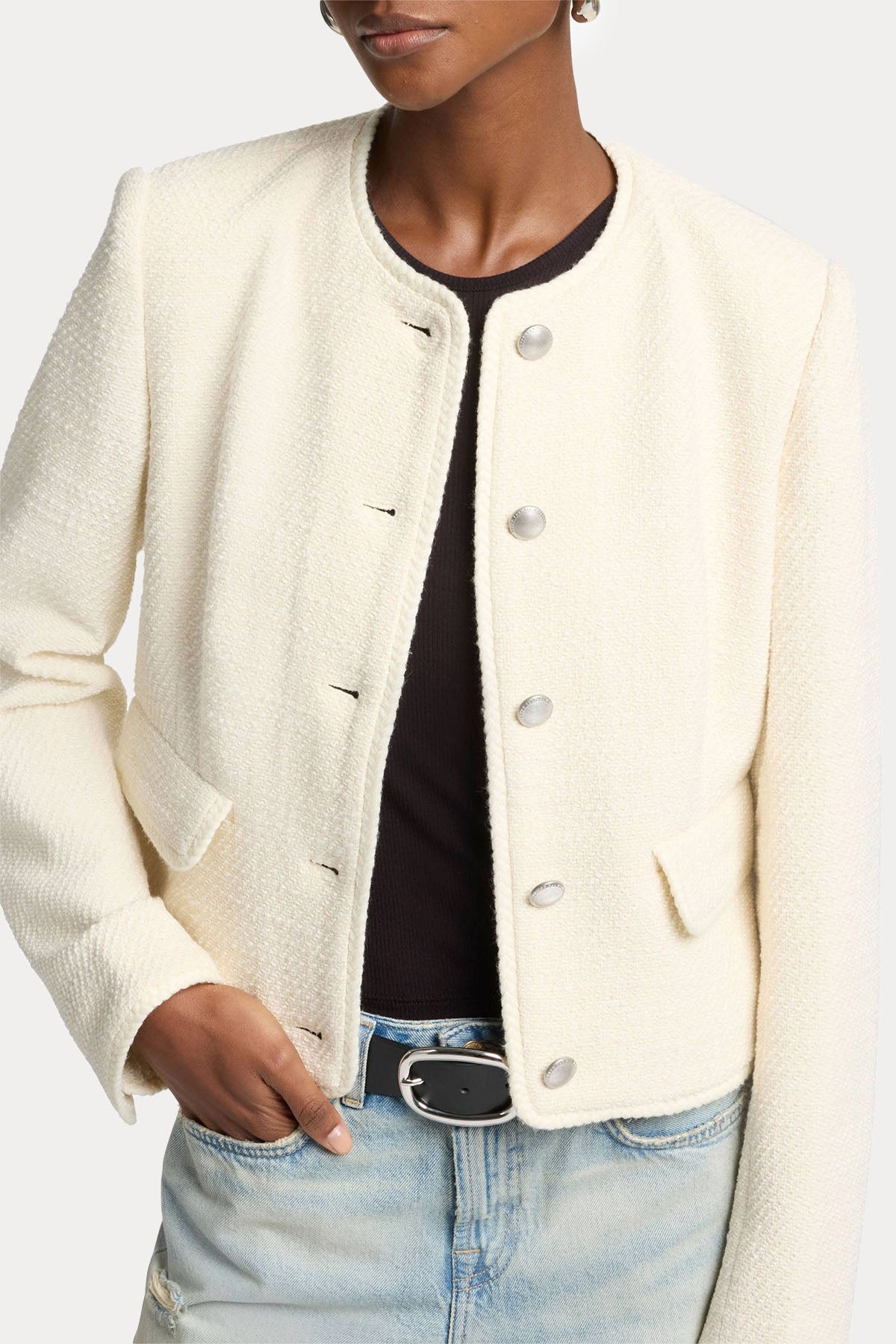 7 For All Mankind Yuvarlak Yaka Dokulu Ceket-Ceket-Libas