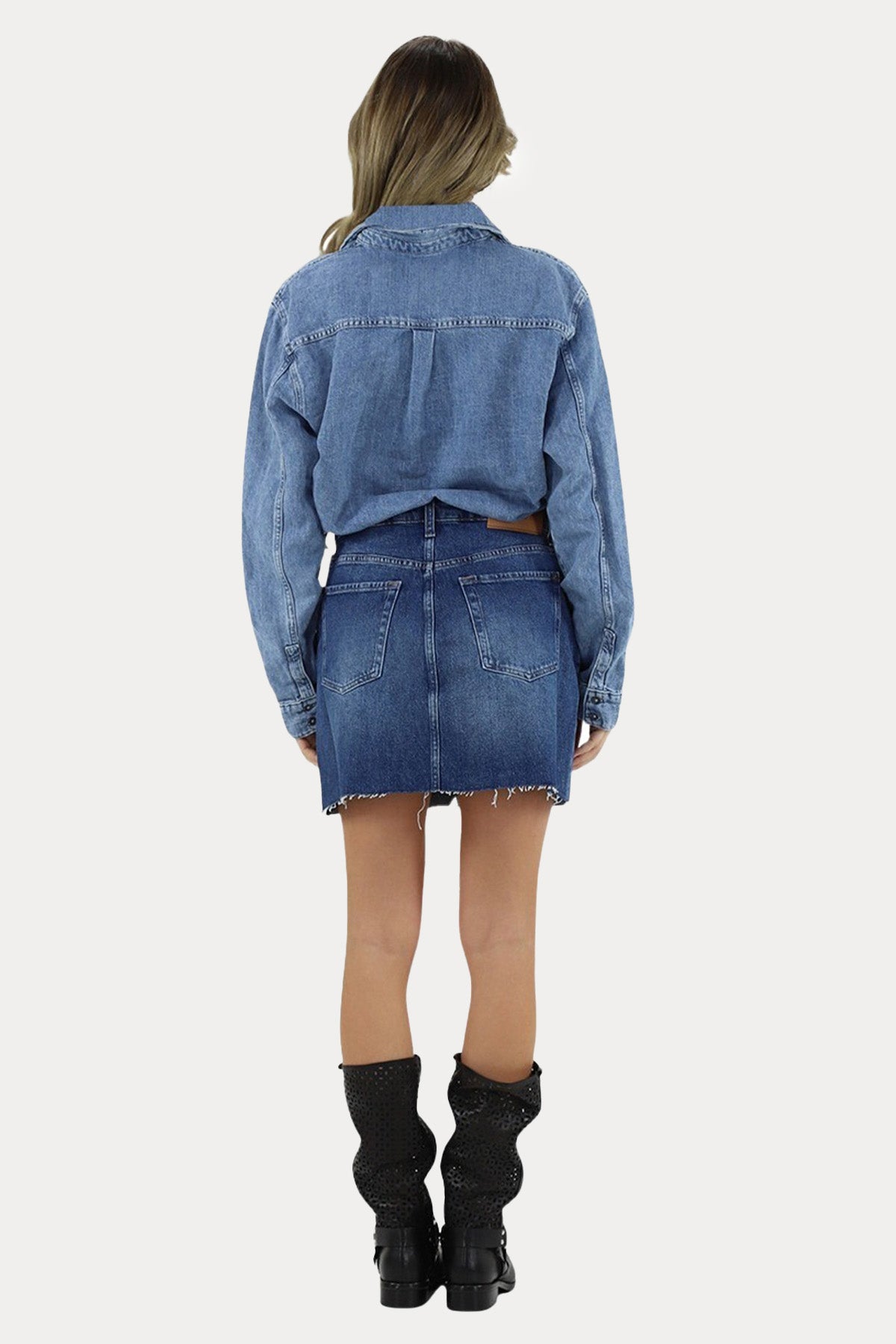 7 For All Mankind Relaxed Fit Denim Mini Elbise