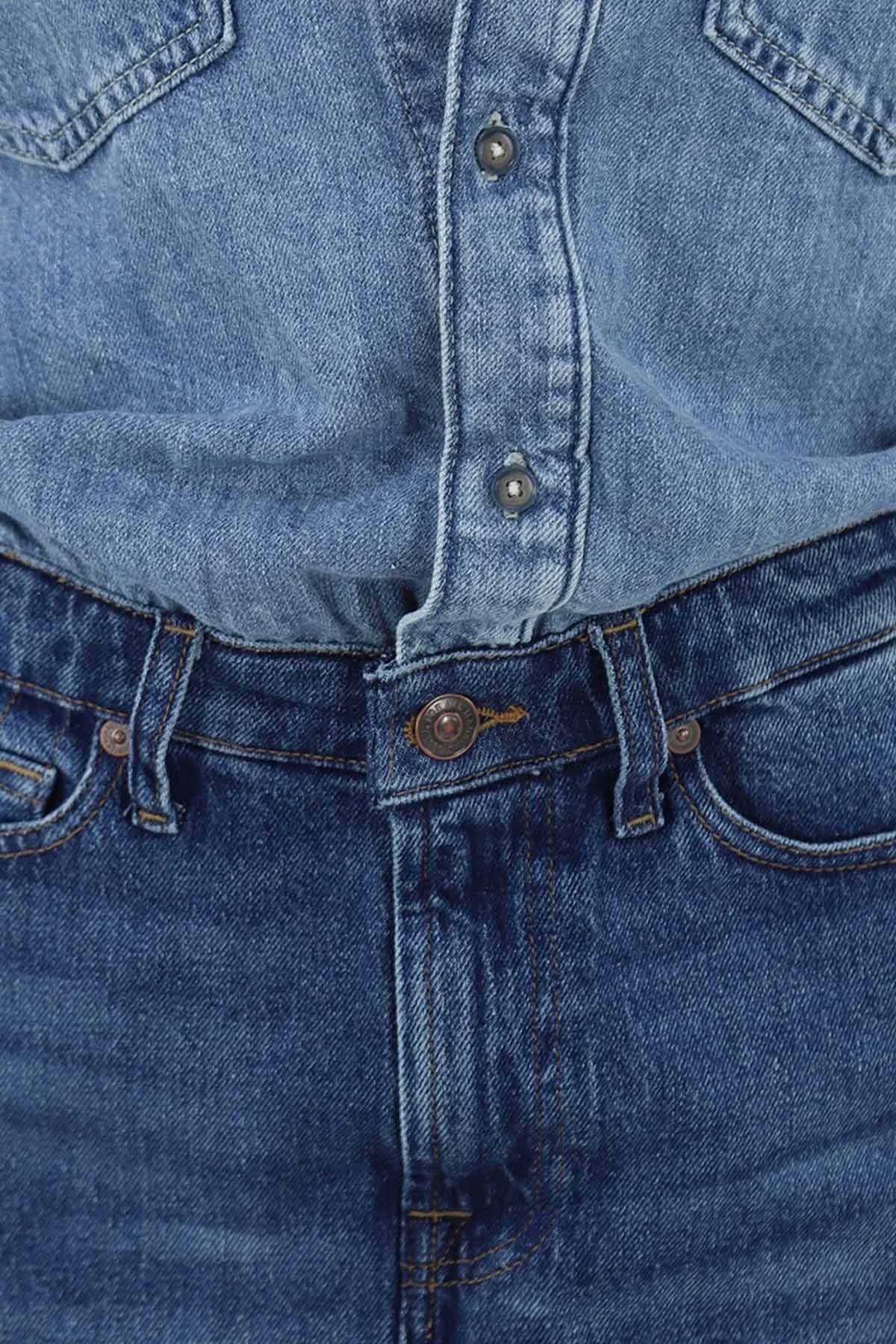 7 For All Mankind Relaxed Fit Denim Mini Elbise