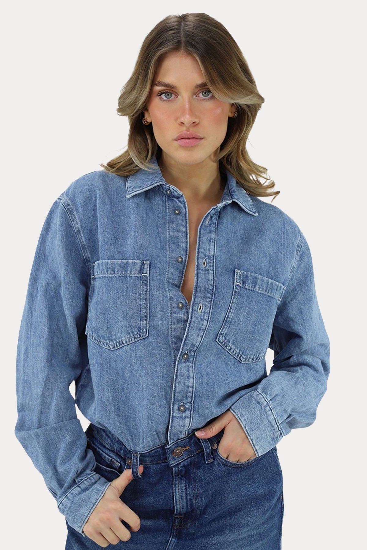 7 For All Mankind Relaxed Fit Denim Mini Elbise