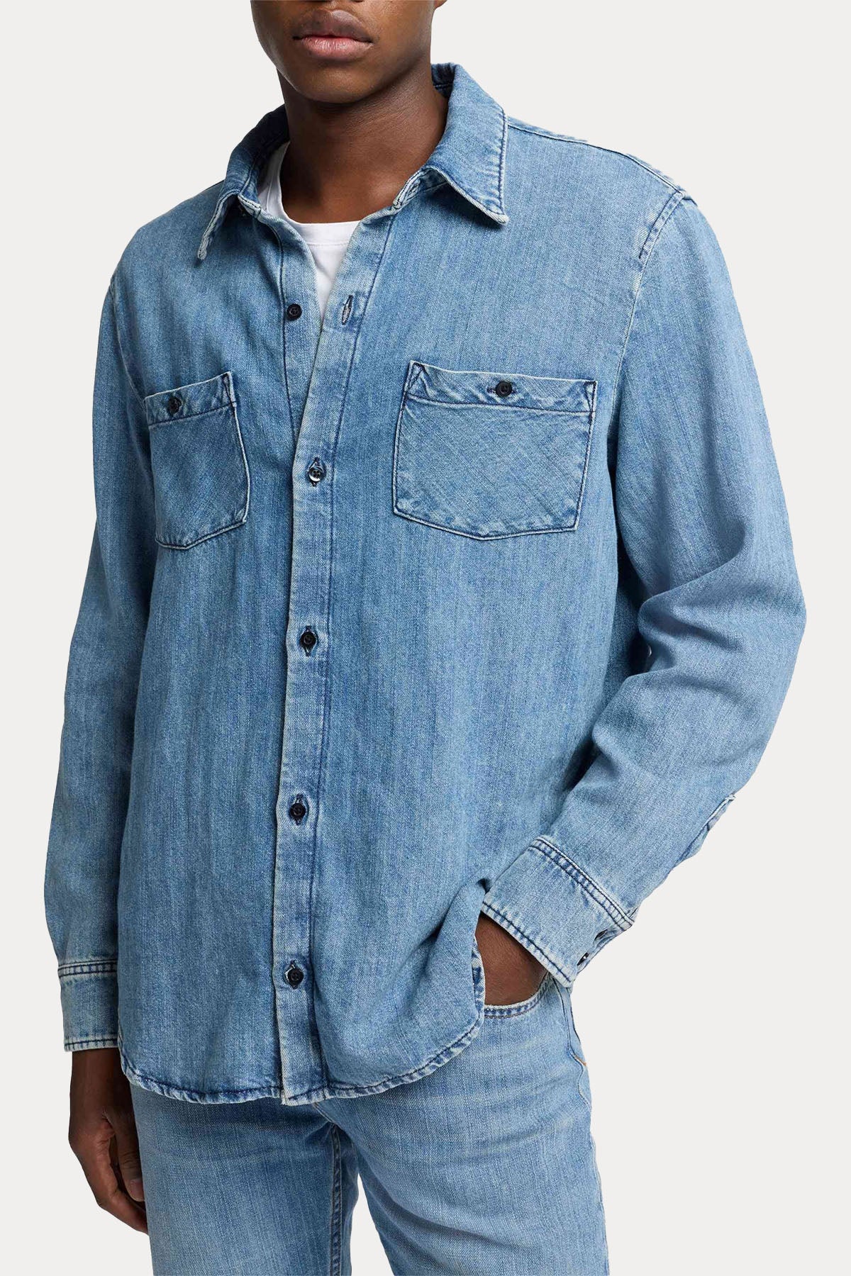 7 For All Mankind Relaxed Fit Denim Keten Gömlek