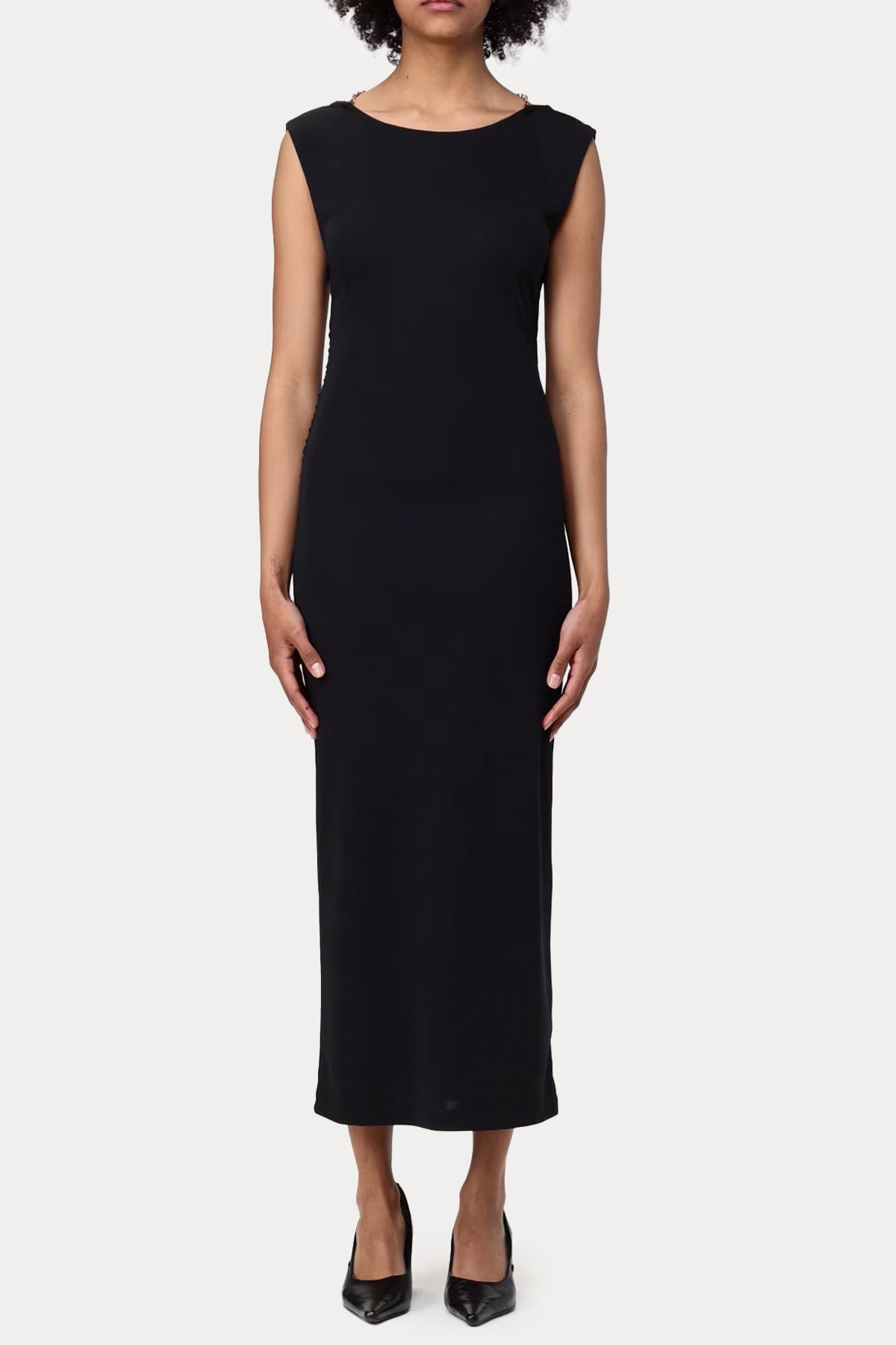 Hanita Sırt Dekolteli Streç Midi Elbise