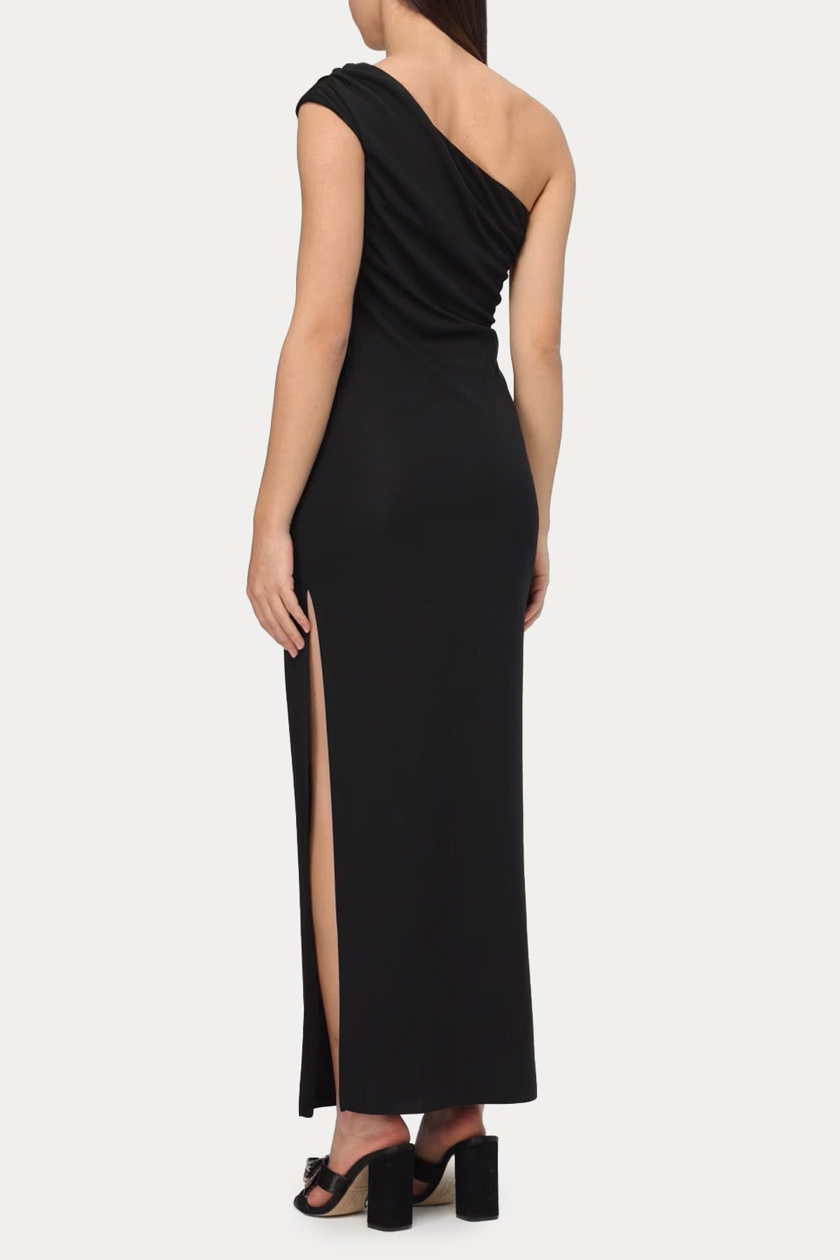 Hanita Tek Omuzlu Streç Maxi Elbise