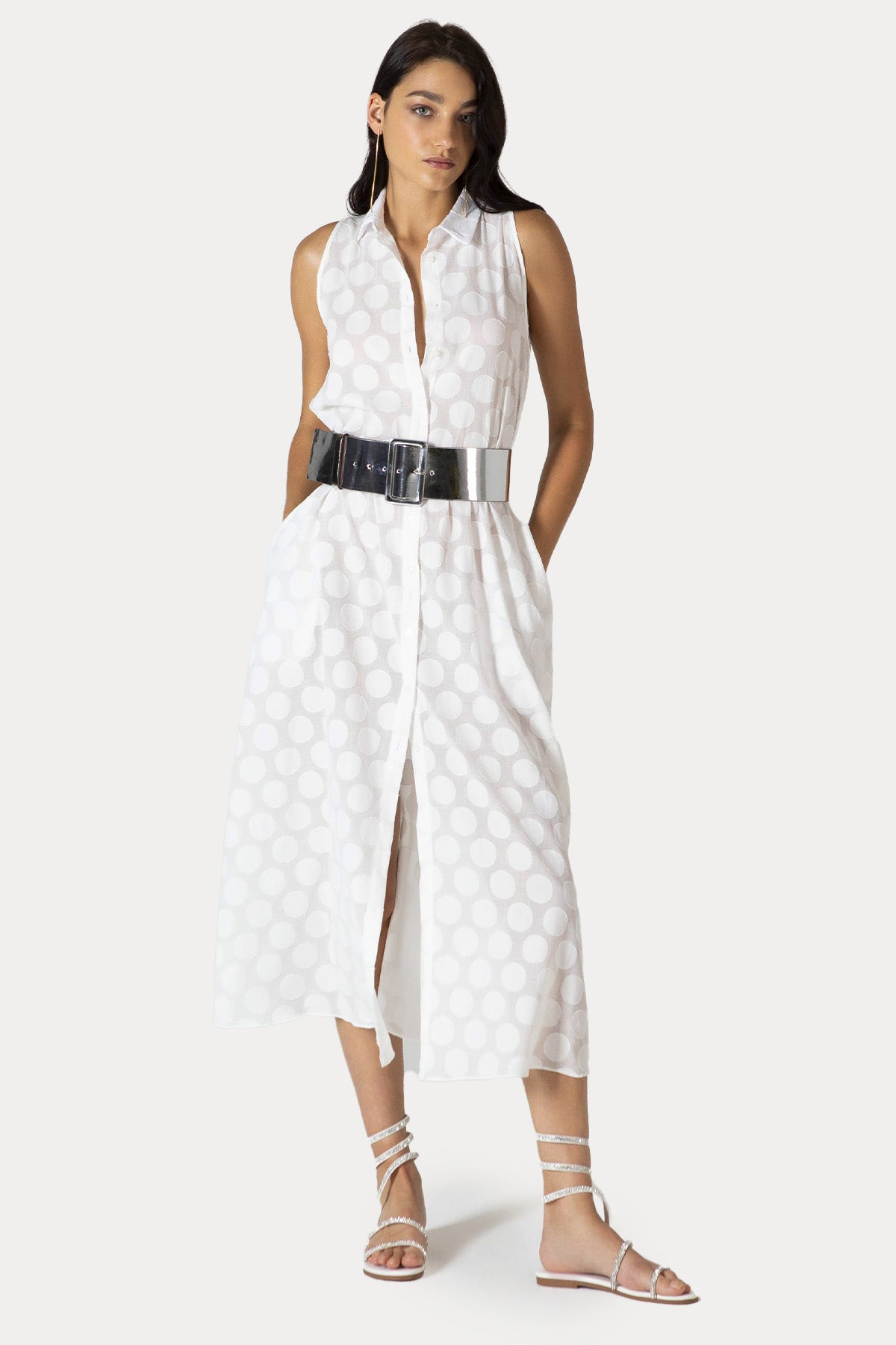 Hanita Klasik Yaka Midi Gömlek Elbise