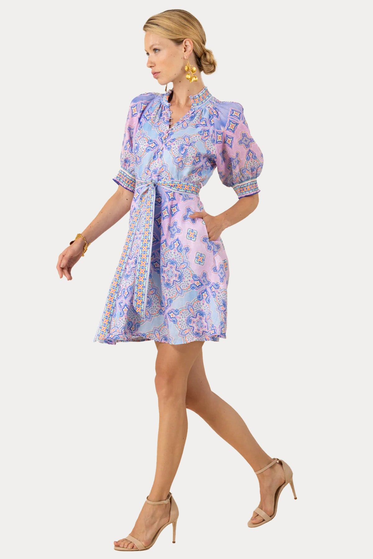 Hale Bob Kemerli Mini Keten Elbise