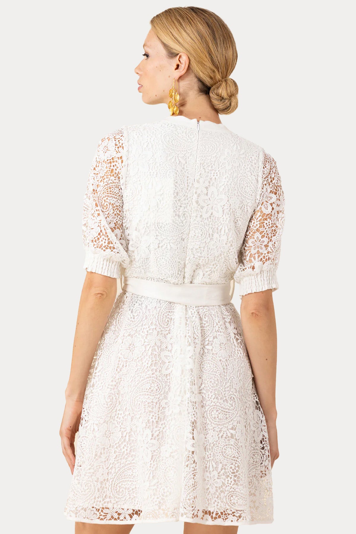 Hale Bob Kemerli Dantel Nakış Mini Elbise