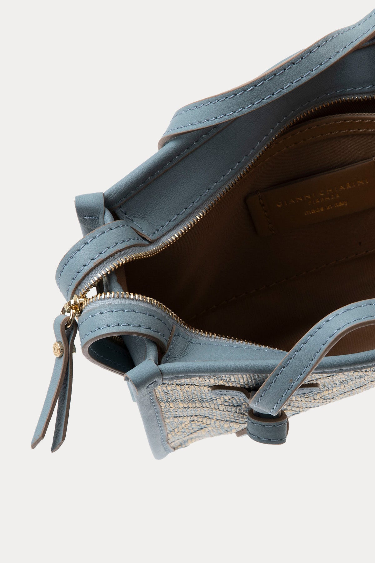 Gianni Chiarini Marcella Joy Deri Kombinasyonlu Rafya Örgü Omuz Çantası