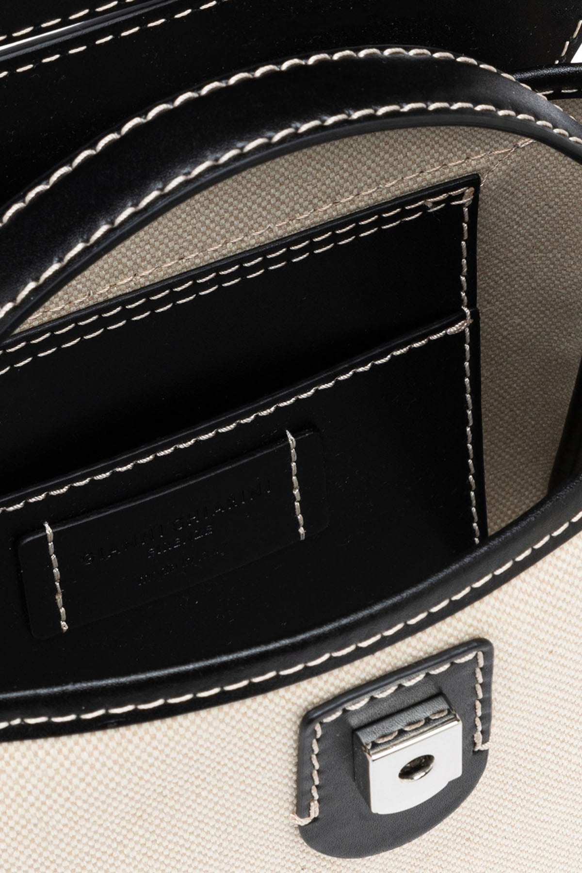 Gianni Chiarini Clio Deri Kombinasyonlu Kanvas Kumaş Omuz Çantası