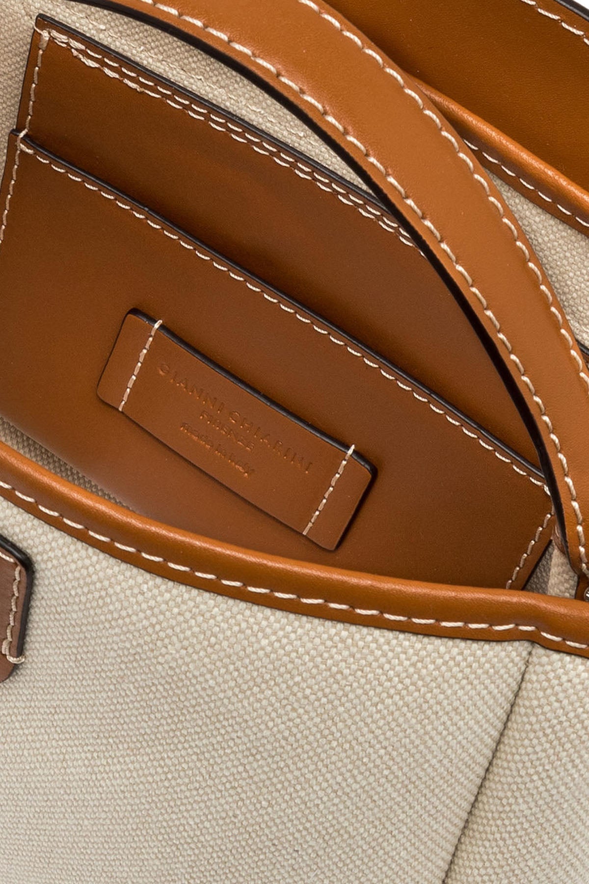 Gianni Chiarini Clio Deri Kombinasyonlu Kanvas Kumaş Omuz Çantası