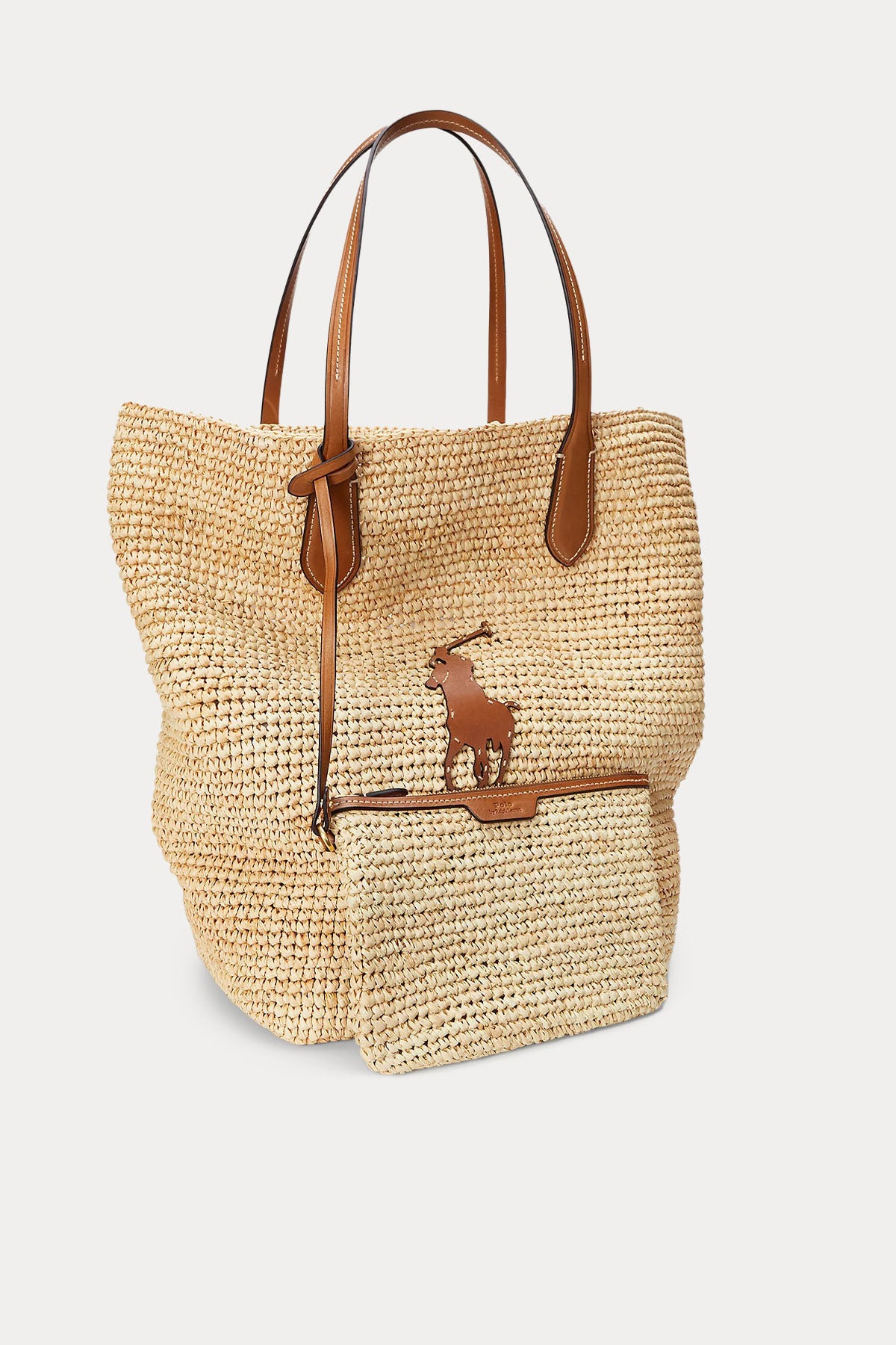 Polo Ralph Lauren Deri Kombinasyonlu Hasır Örgü Shopping Bag Çanta-Çanta-Libas