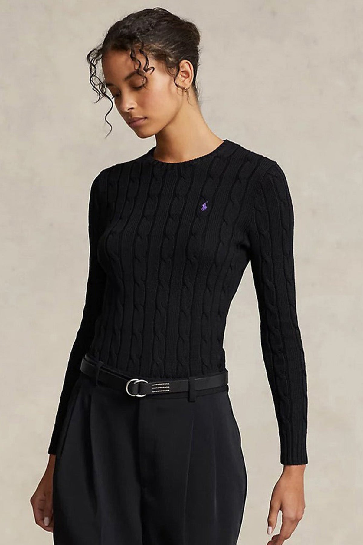 Polo Ralph Lauren Pima Cotton Slim Fit Yuvarlak Yaka Saç Örgü Triko