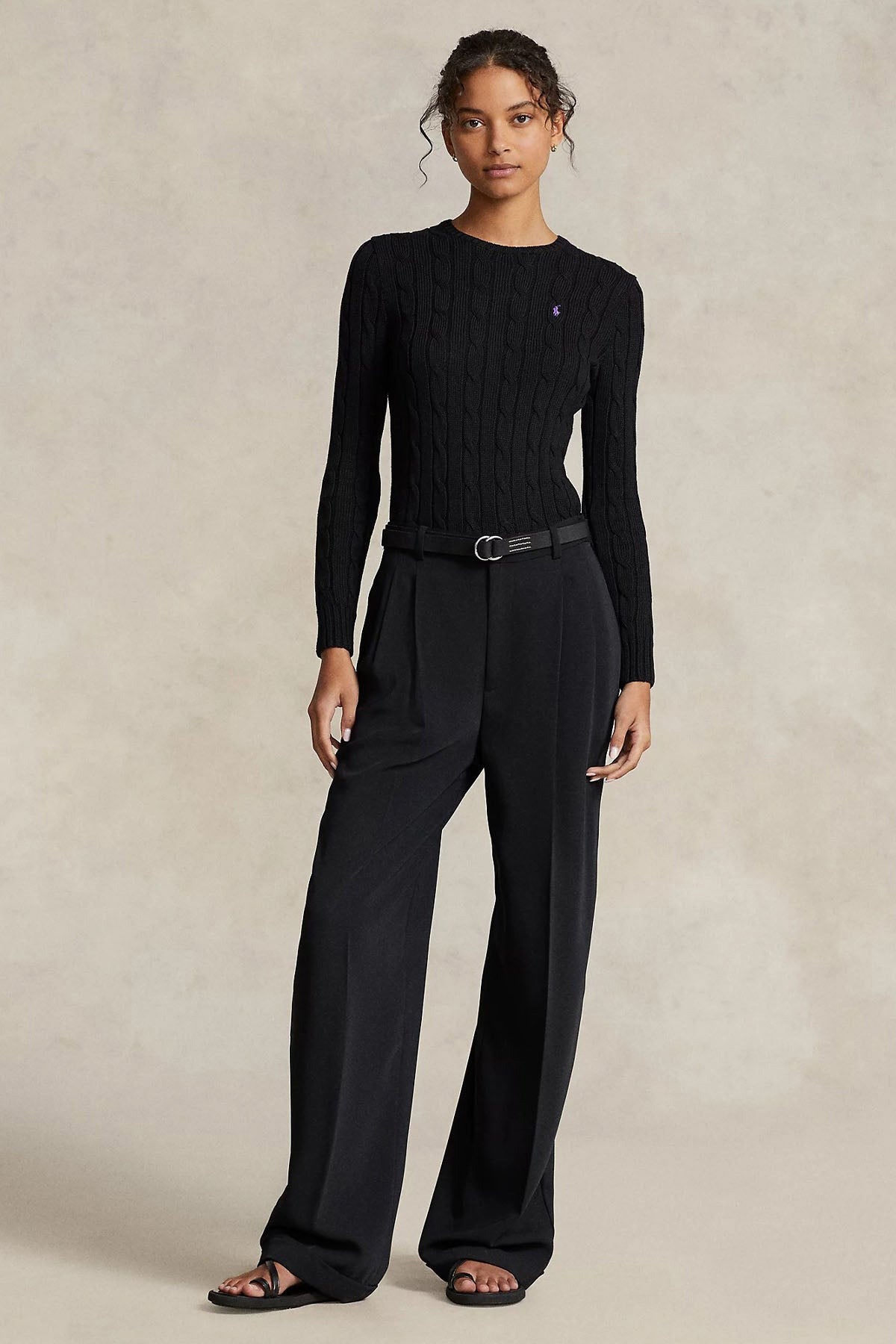 Polo Ralph Lauren Pima Cotton Slim Fit Yuvarlak Yaka Saç Örgü Triko