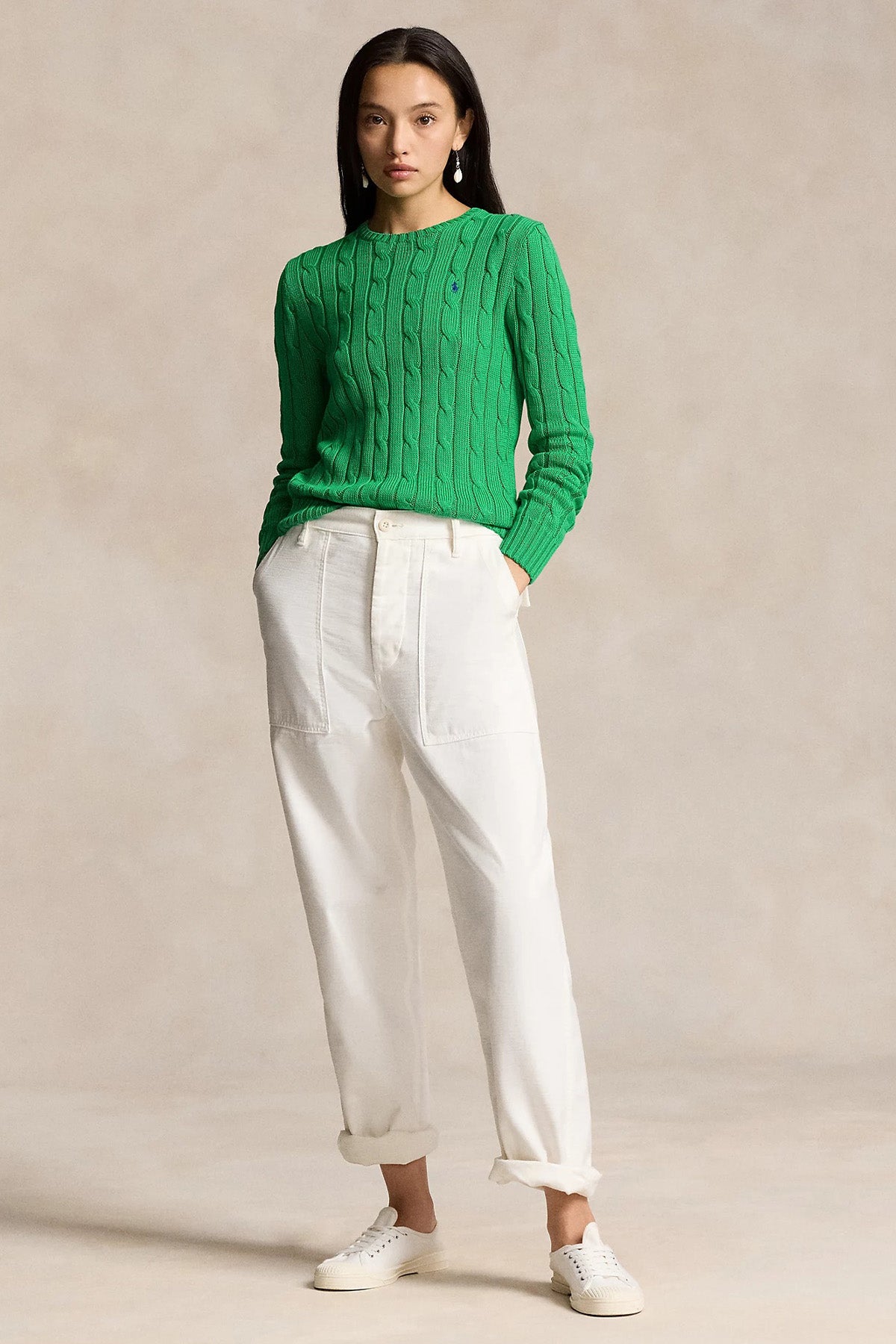 Polo Ralph Lauren Pima Cotton Slim Fit Yuvarlak Yaka Saç Örgü Triko