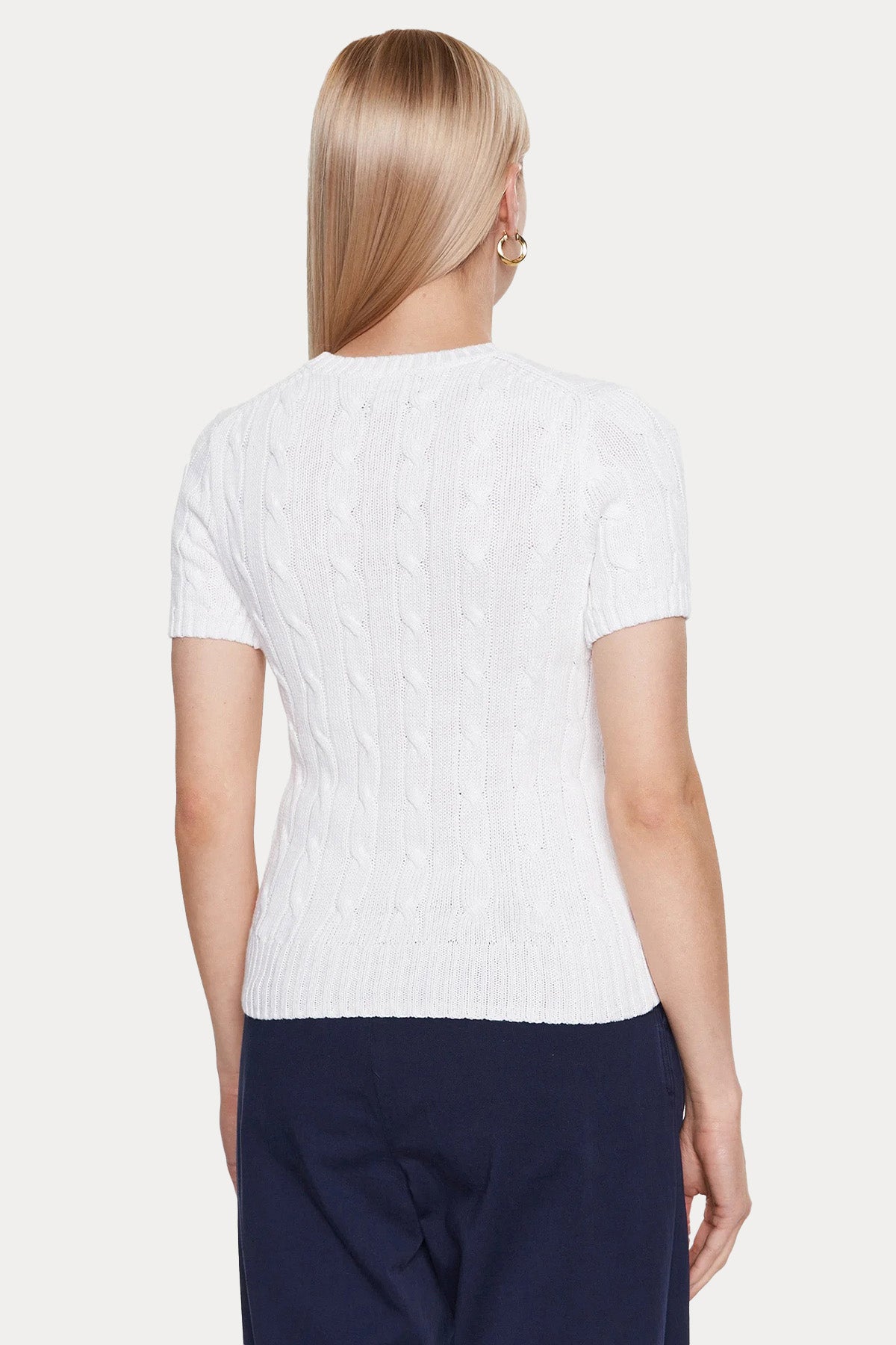 Polo Ralph Lauren Slim Fit Pima Cotton Yuvarlak Yaka Saç Örgü Triko