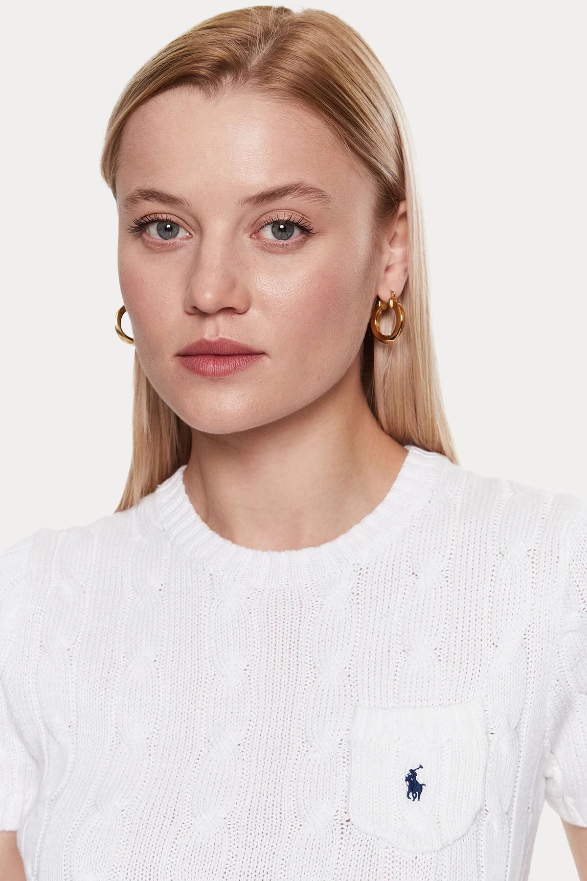 Polo Ralph Lauren Slim Fit Pima Cotton Yuvarlak Yaka Saç Örgü Triko