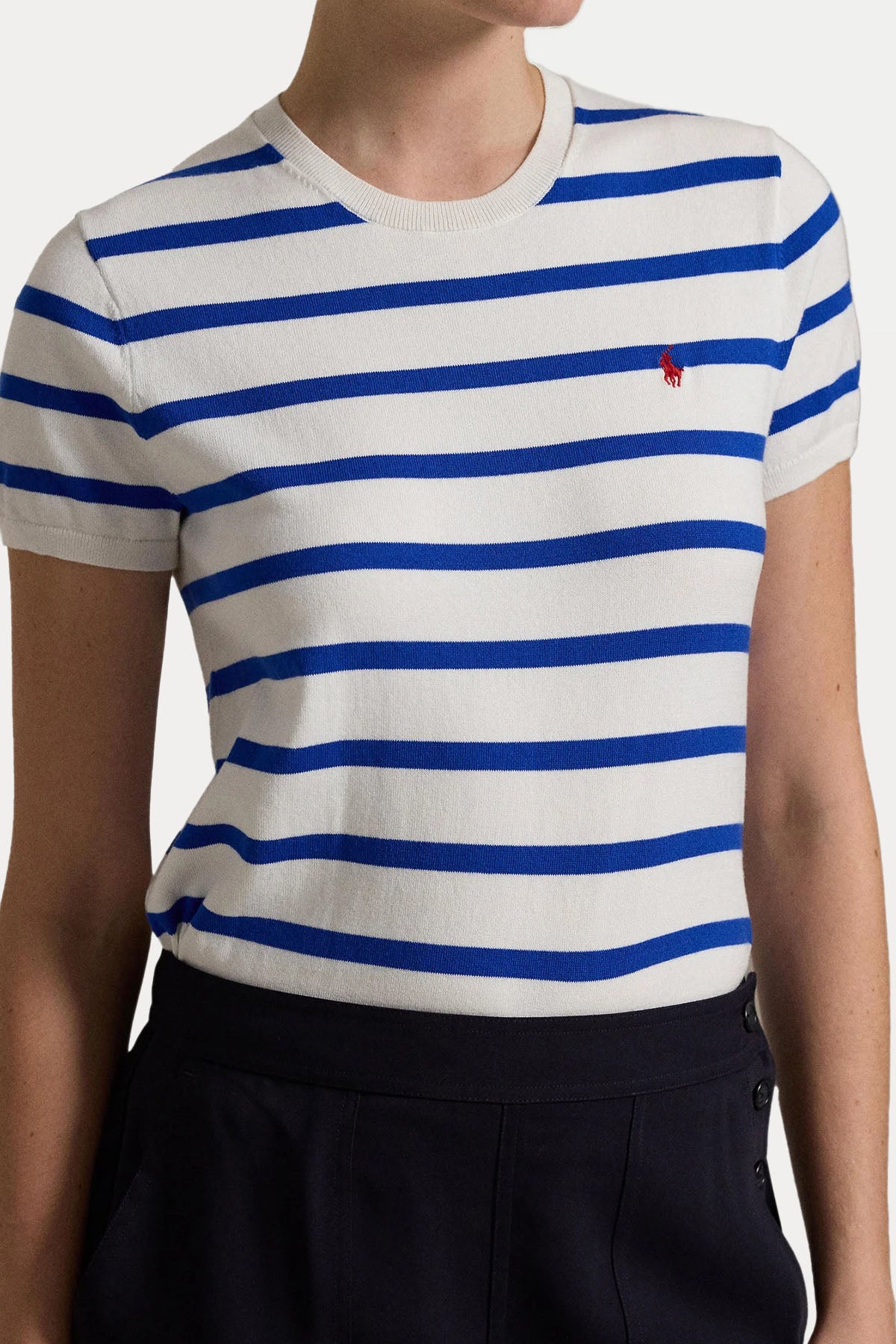 Polo Ralph Lauren Yuvarlak Yaka Çizgili İnce Örgü Triko